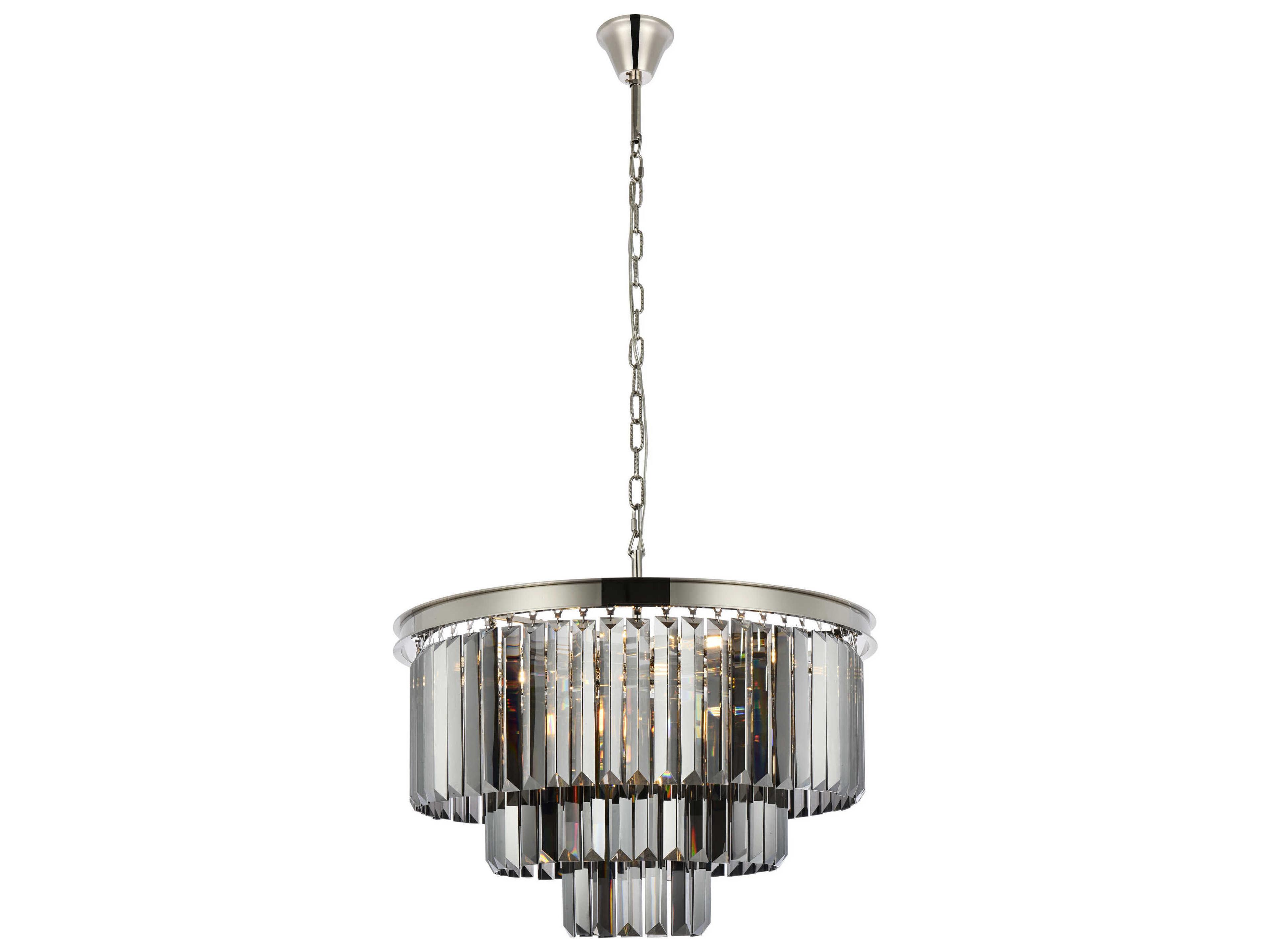 Sydney 9-Light Polished Nickel Silver Crystal Tiered Chandelier