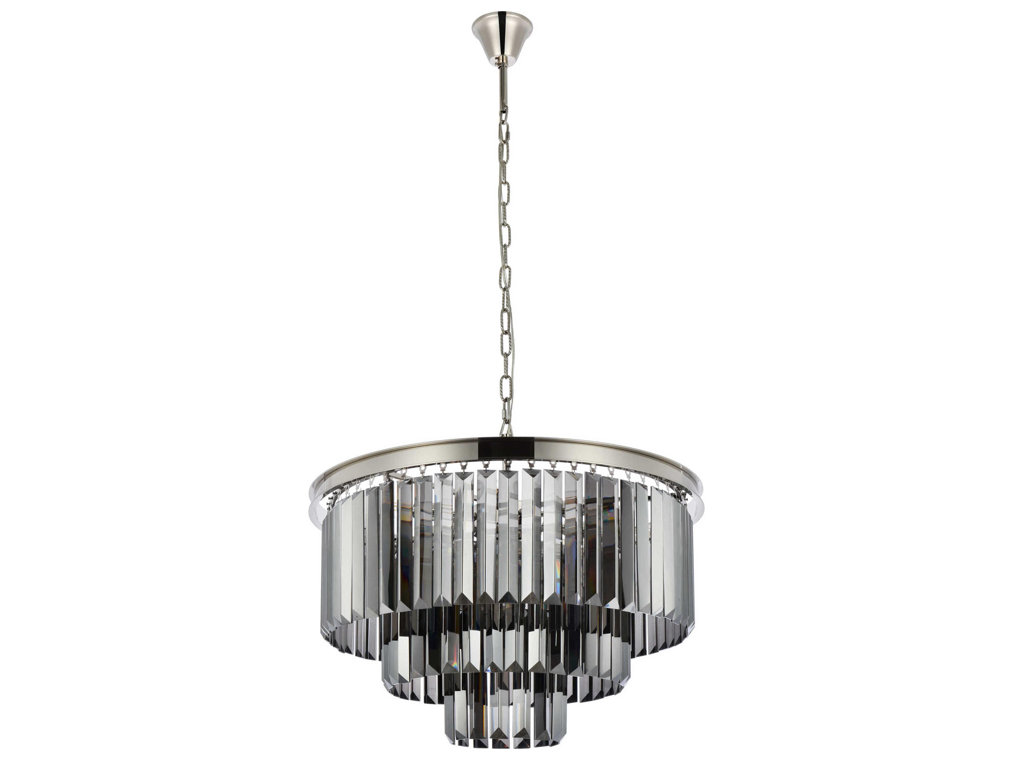 Elegant Lighting Sydney 9-Light Polished Nickel Silver Crystal Tiered Chandelier