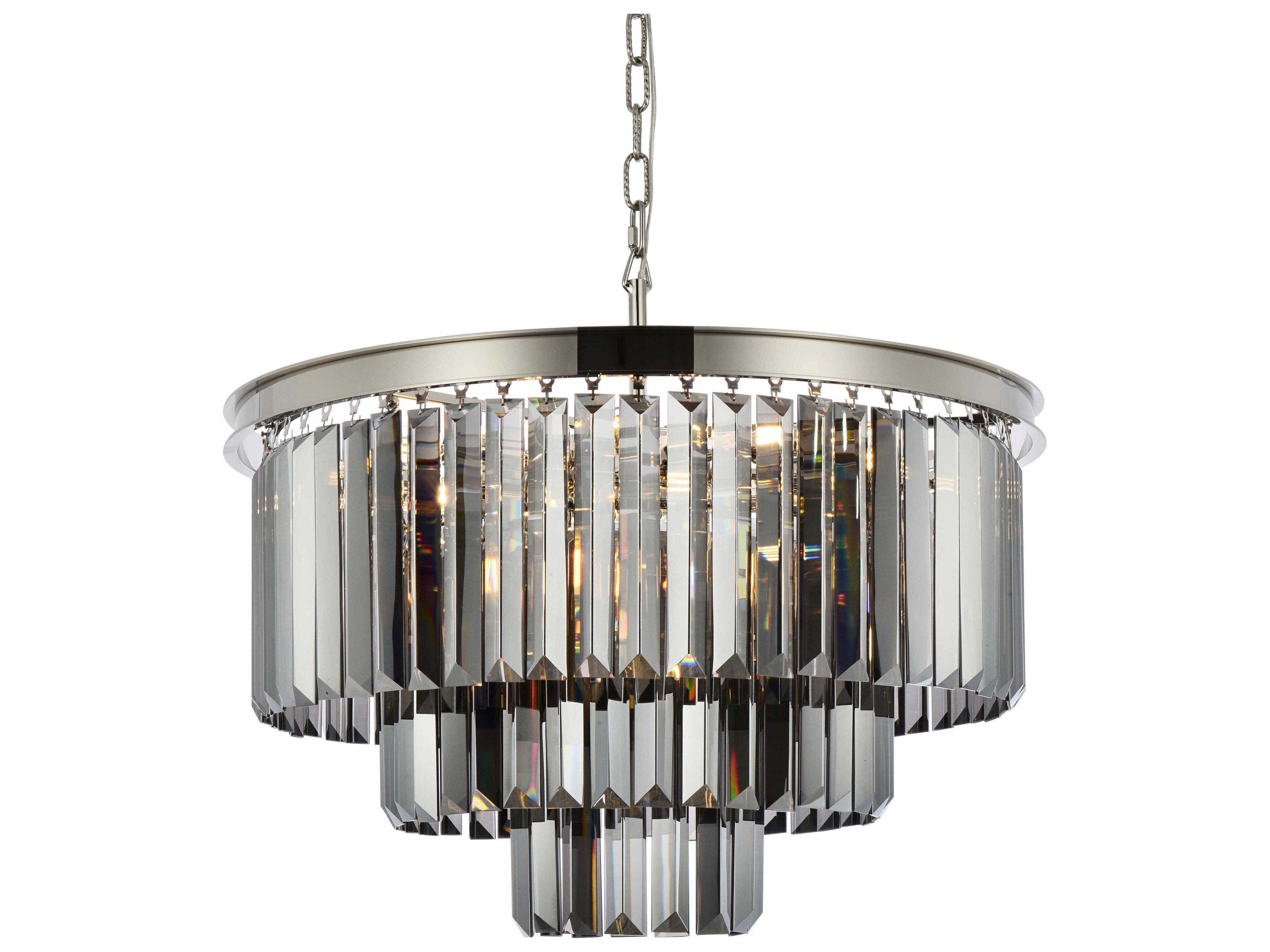 Elegant Lighting Sydney 9-Light Polished Nickel Silver Crystal Tiered Chandelier