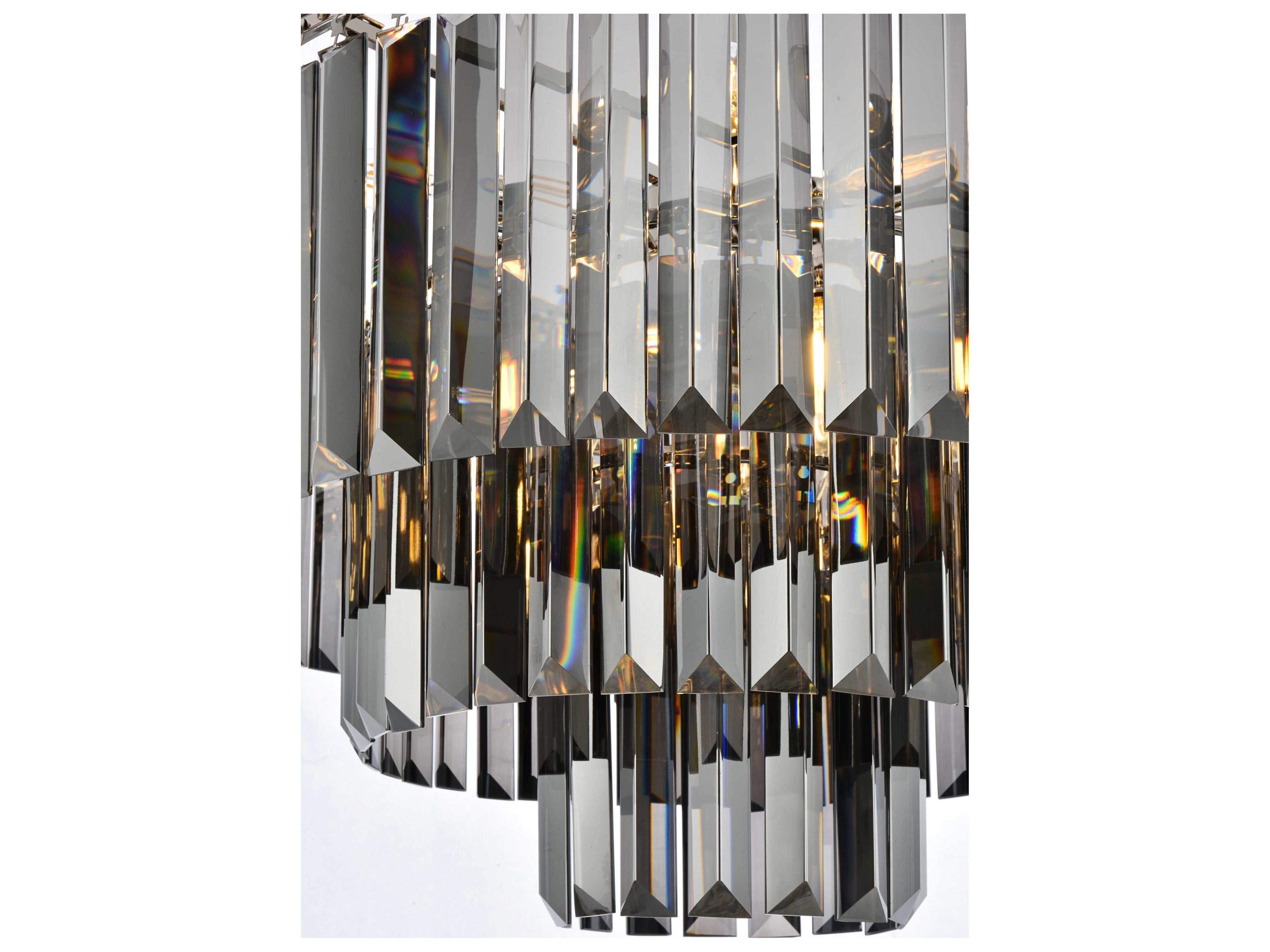 Elegant Lighting Sydney 9-Light Polished Nickel Silver Crystal Tiered Chandelier