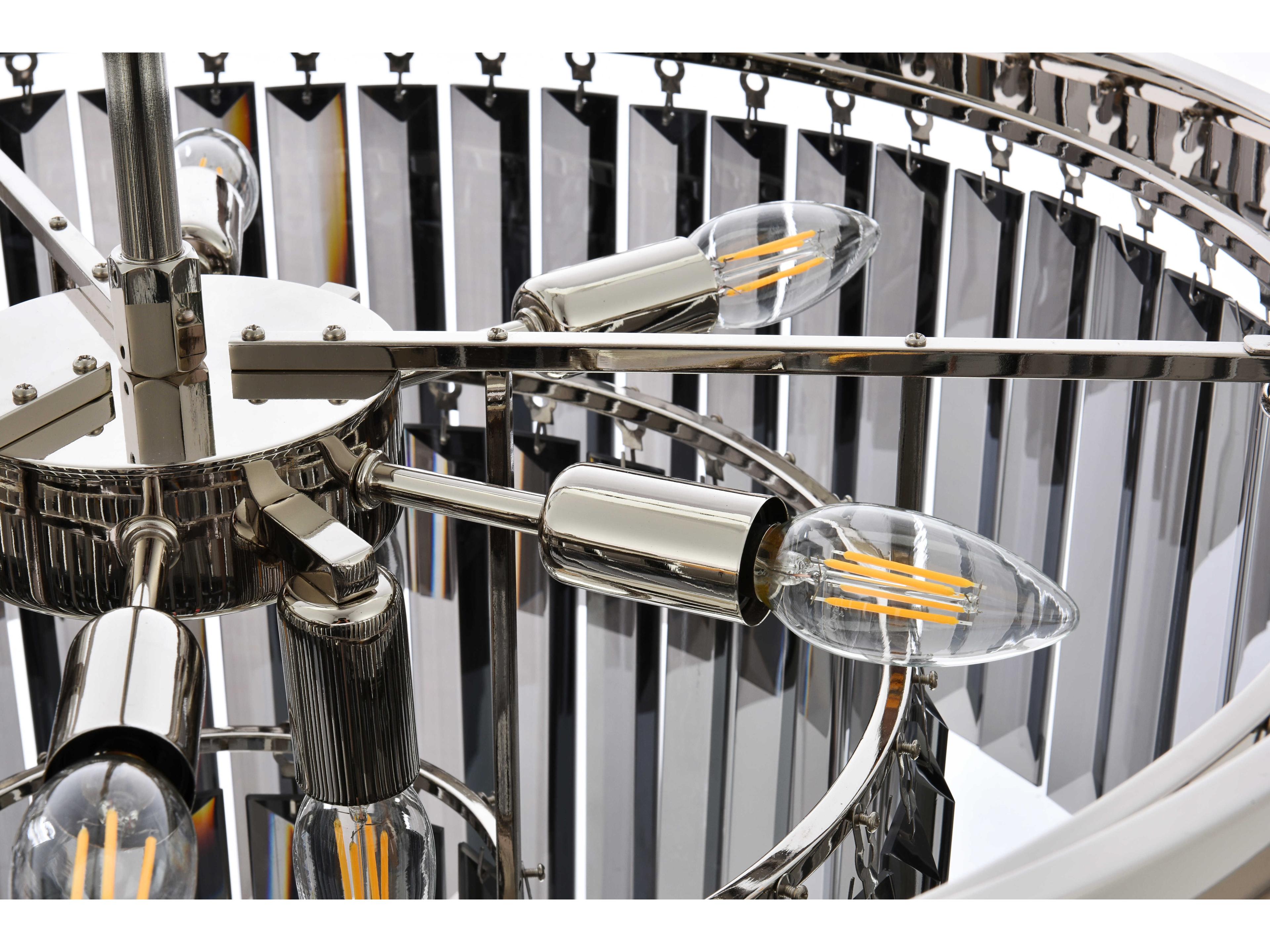 Elegant Lighting Sydney 9-Light Polished Nickel Silver Crystal Tiered Chandelier