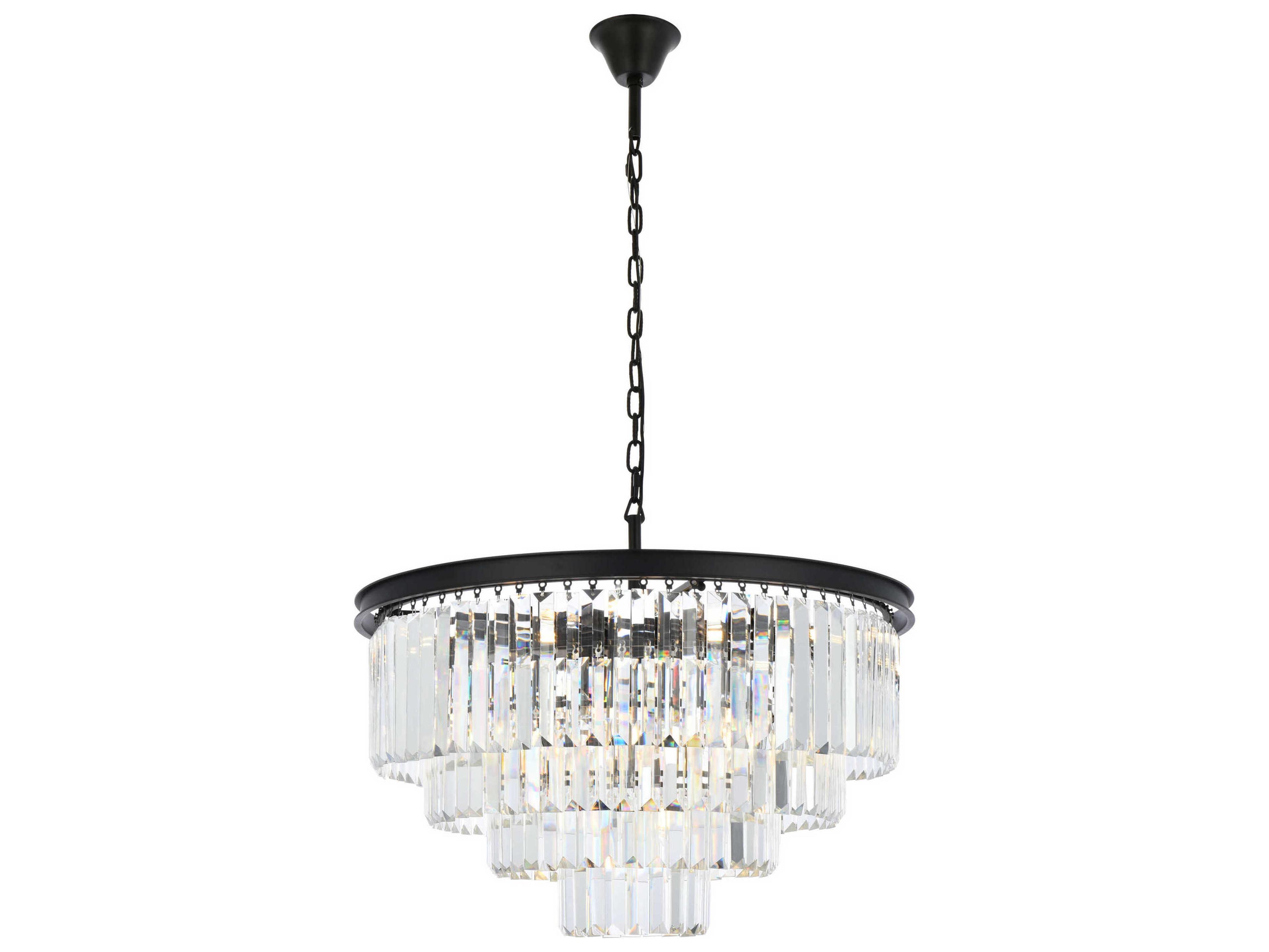 Sydney 17-Light Matte Black Crystal Tiered Chandelier