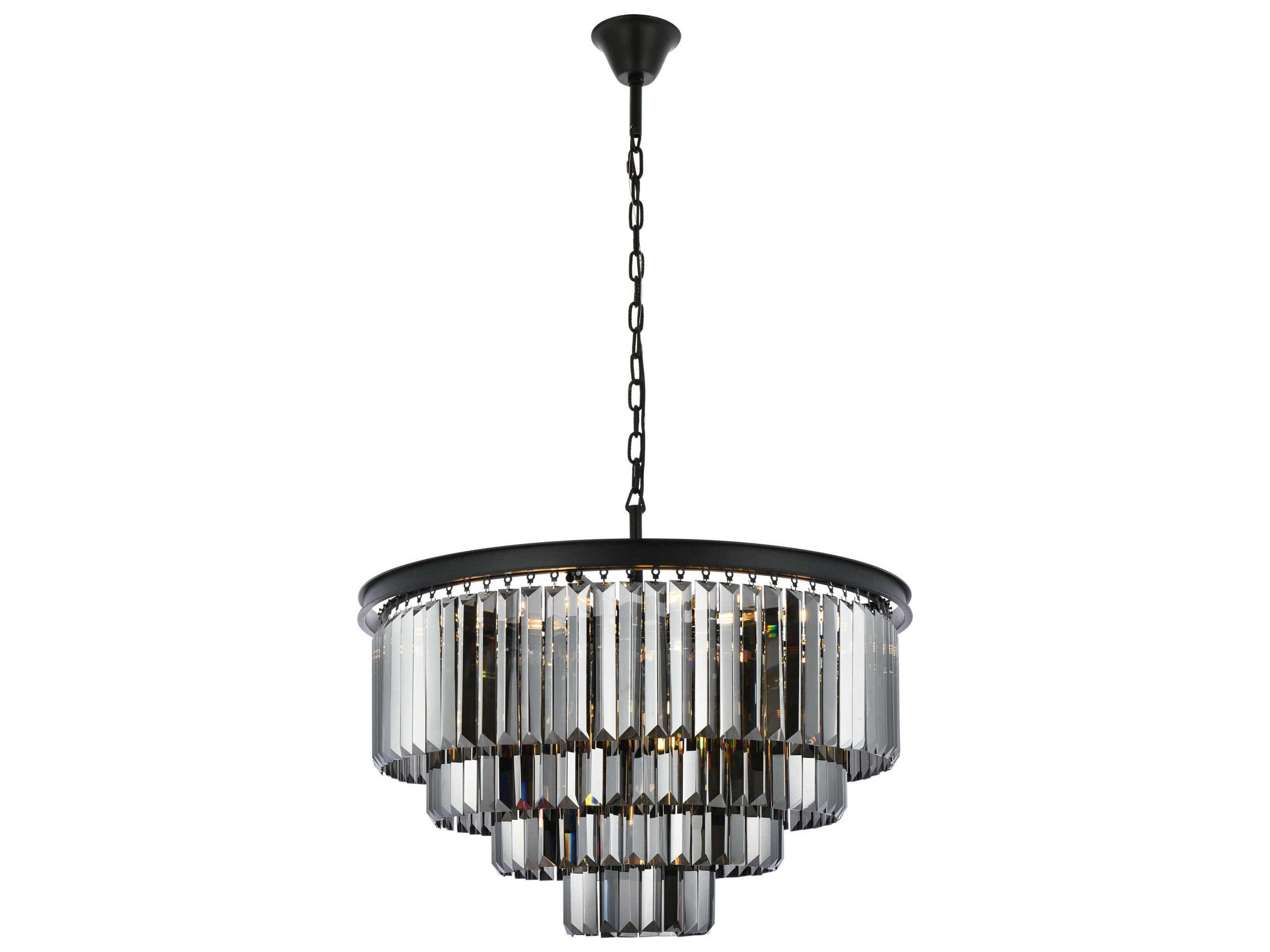 Sydney 17-Light Matte Black Silver Crystal Tiered Chandelier