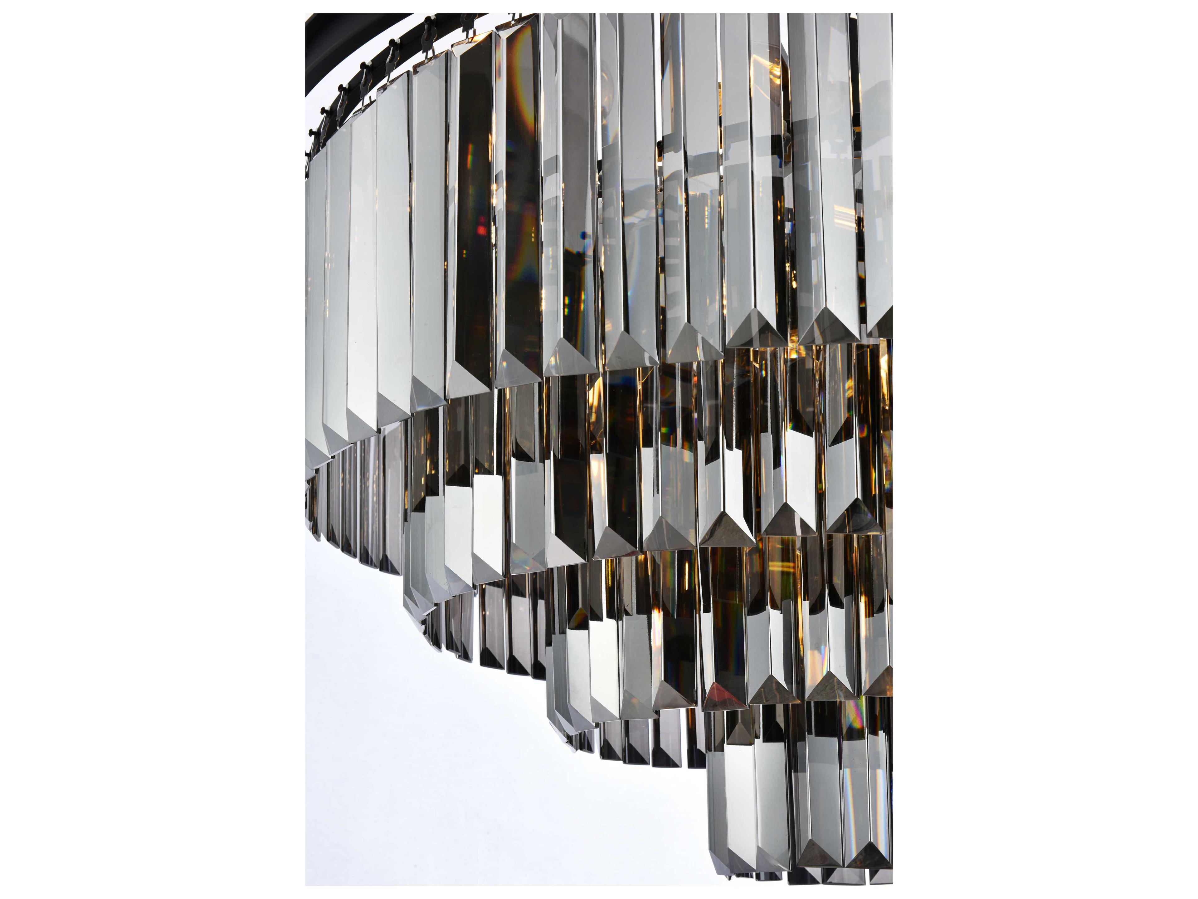 Elegant Lighting Sydney 17-Light Matte Black Silver Crystal Tiered Chandelier