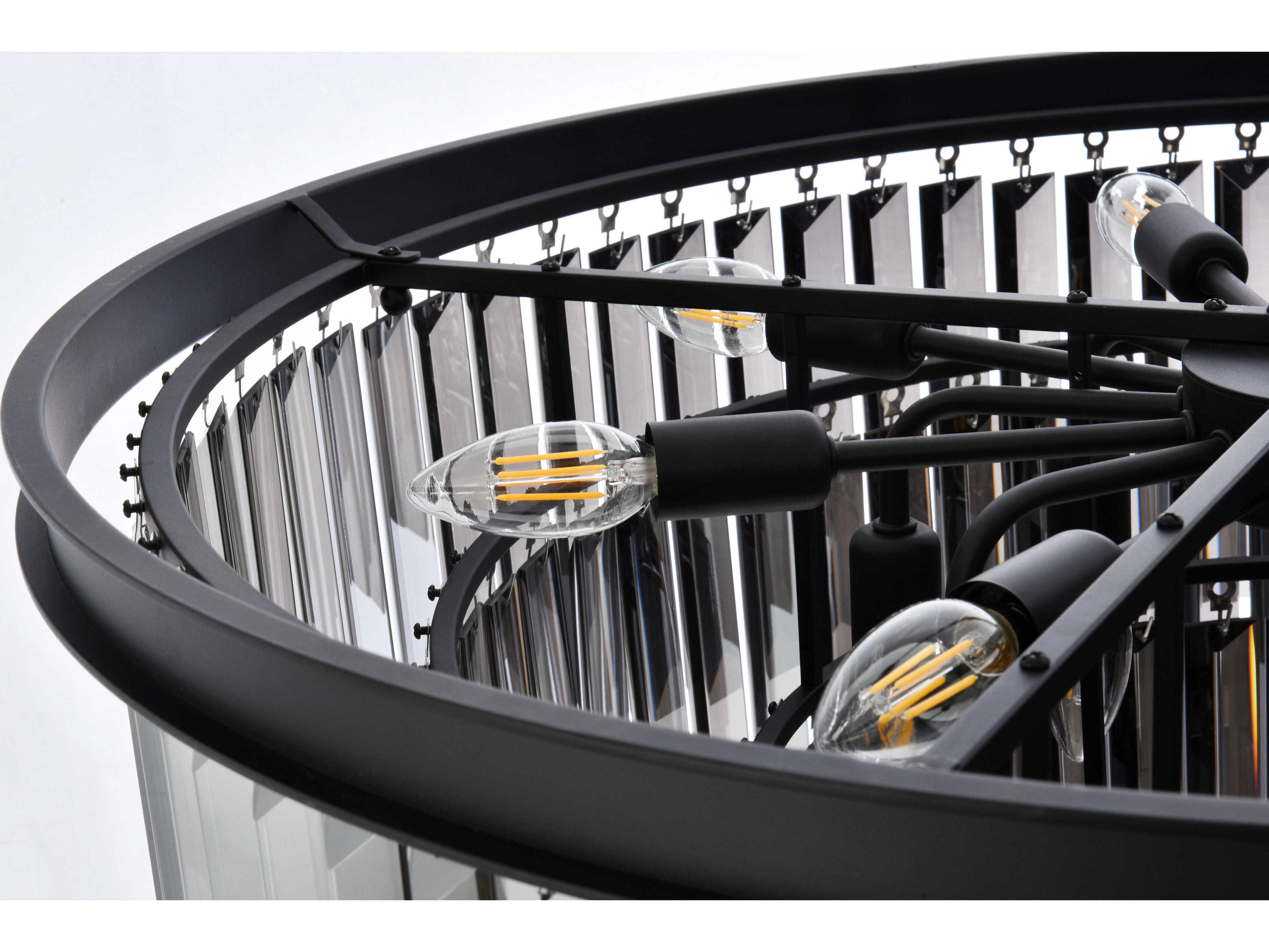 Elegant Lighting Sydney 17-Light Matte Black Silver Crystal Tiered Chandelier