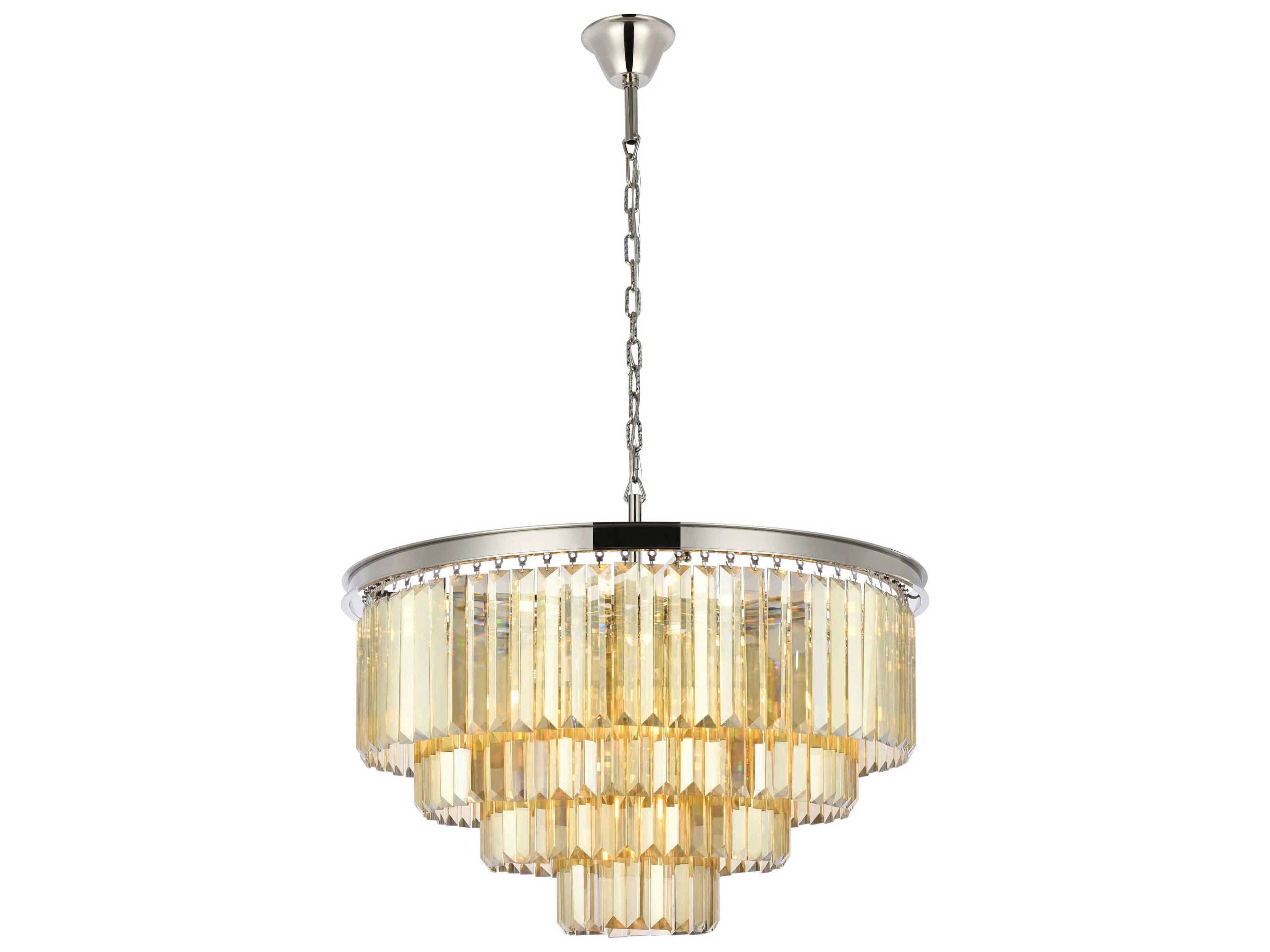 Sydney 17-Light Polished Nickel Gold Crystal Tiered Chandelier