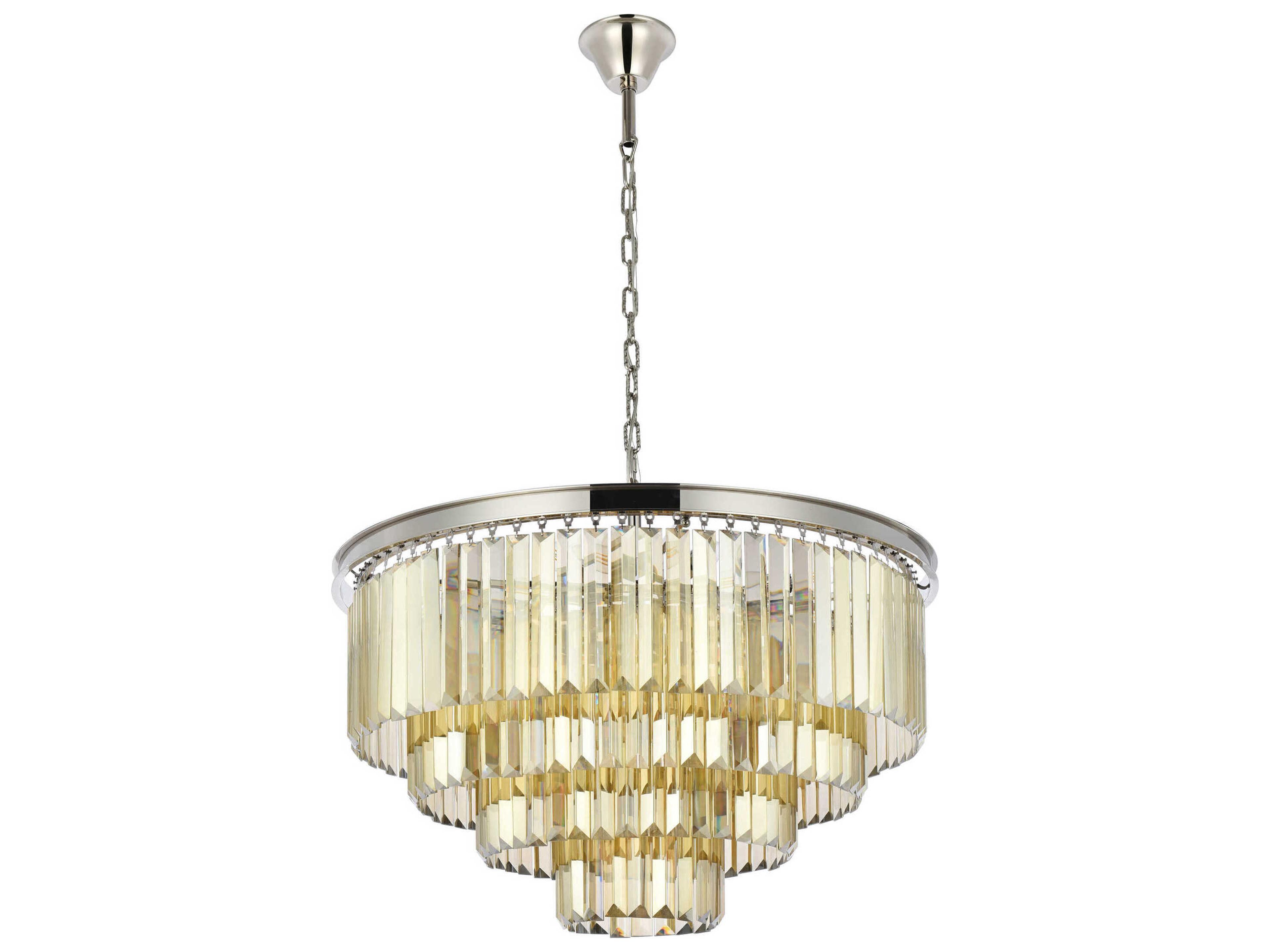 Elegant Lighting Sydney 17-Light Polished Nickel Gold Crystal Tiered Chandelier
