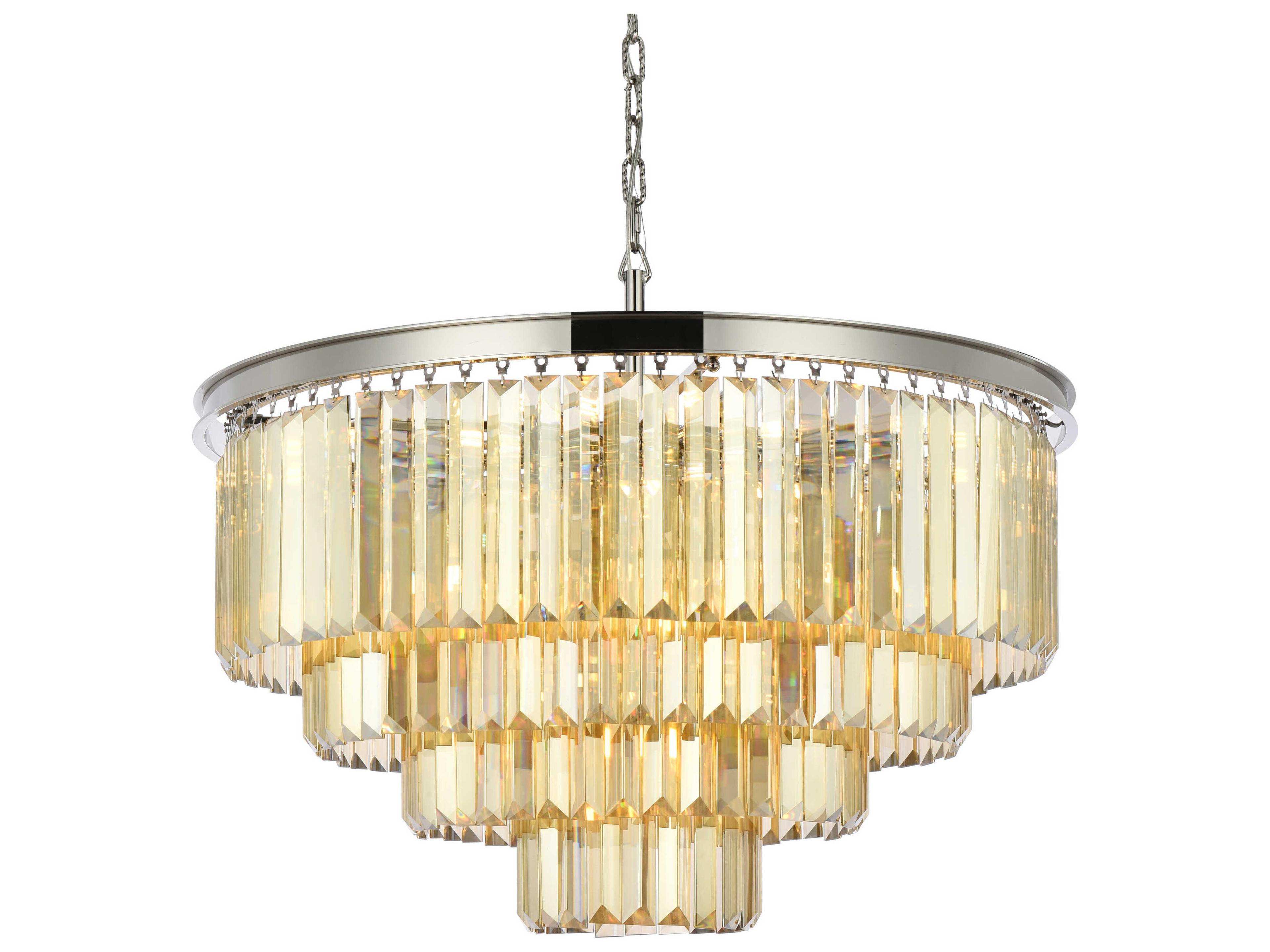 Elegant Lighting Sydney 17-Light Polished Nickel Gold Crystal Tiered Chandelier