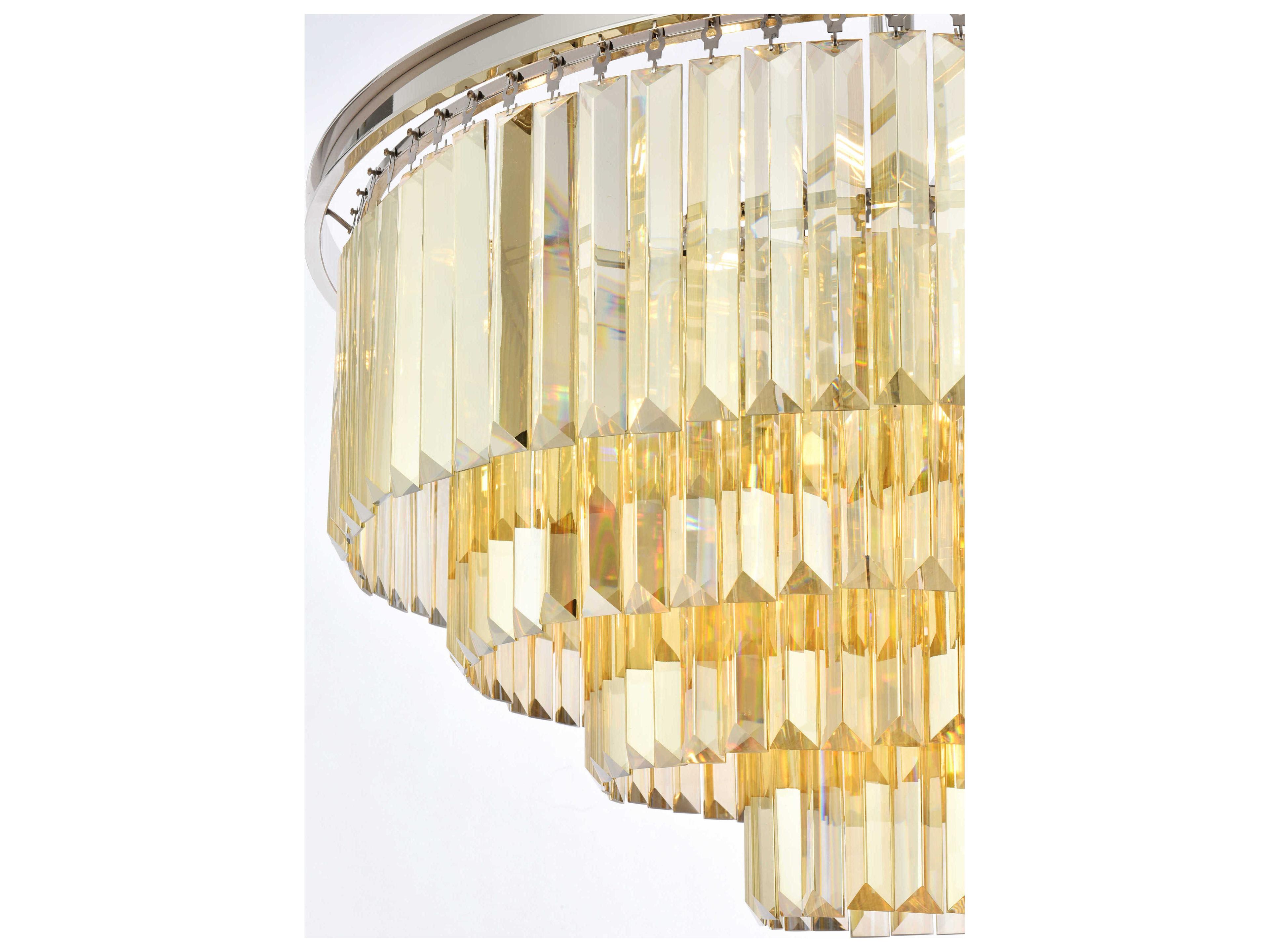 Elegant Lighting Sydney 17-Light Polished Nickel Gold Crystal Tiered Chandelier