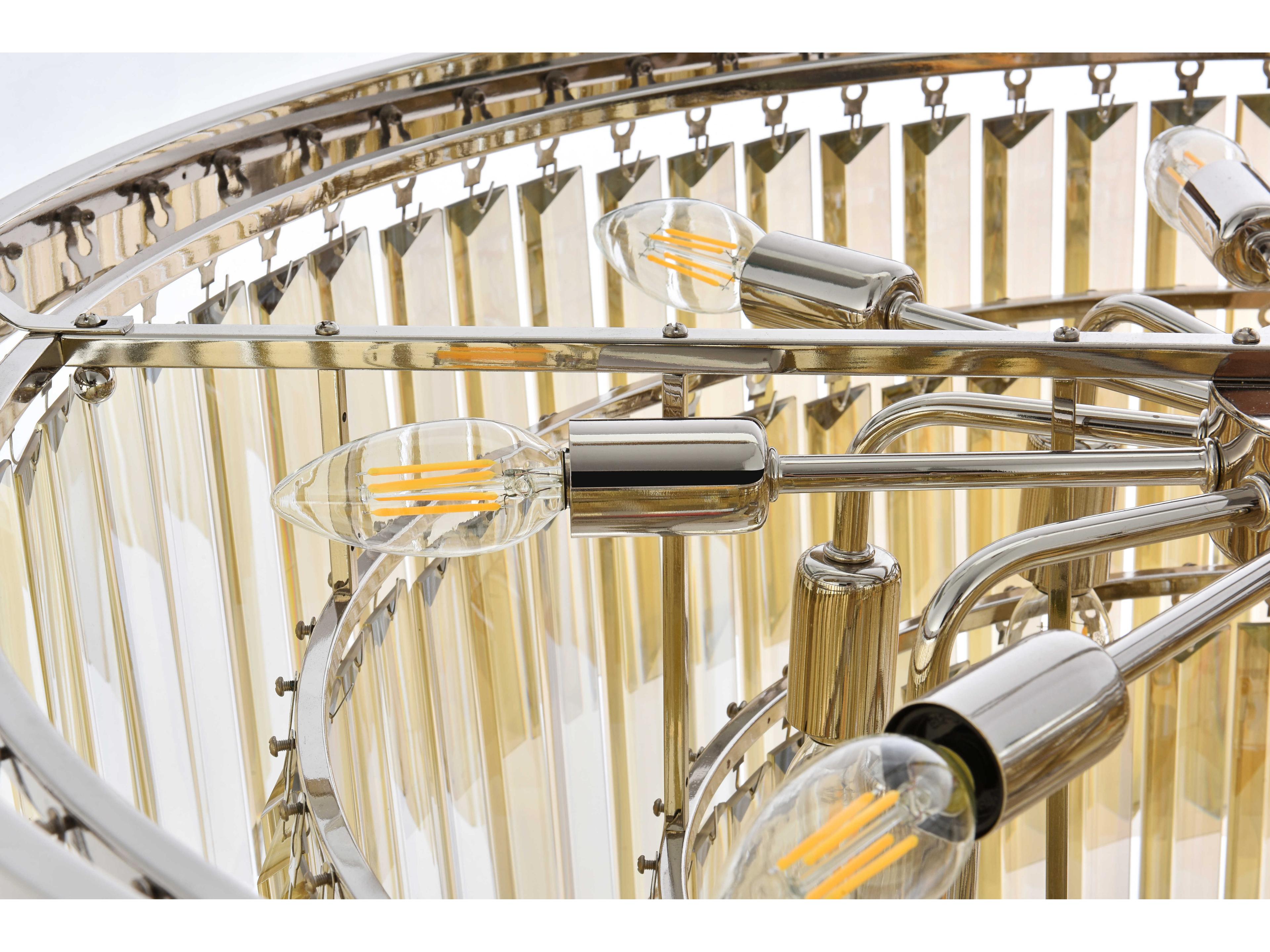 Elegant Lighting Sydney 17-Light Polished Nickel Gold Crystal Tiered Chandelier