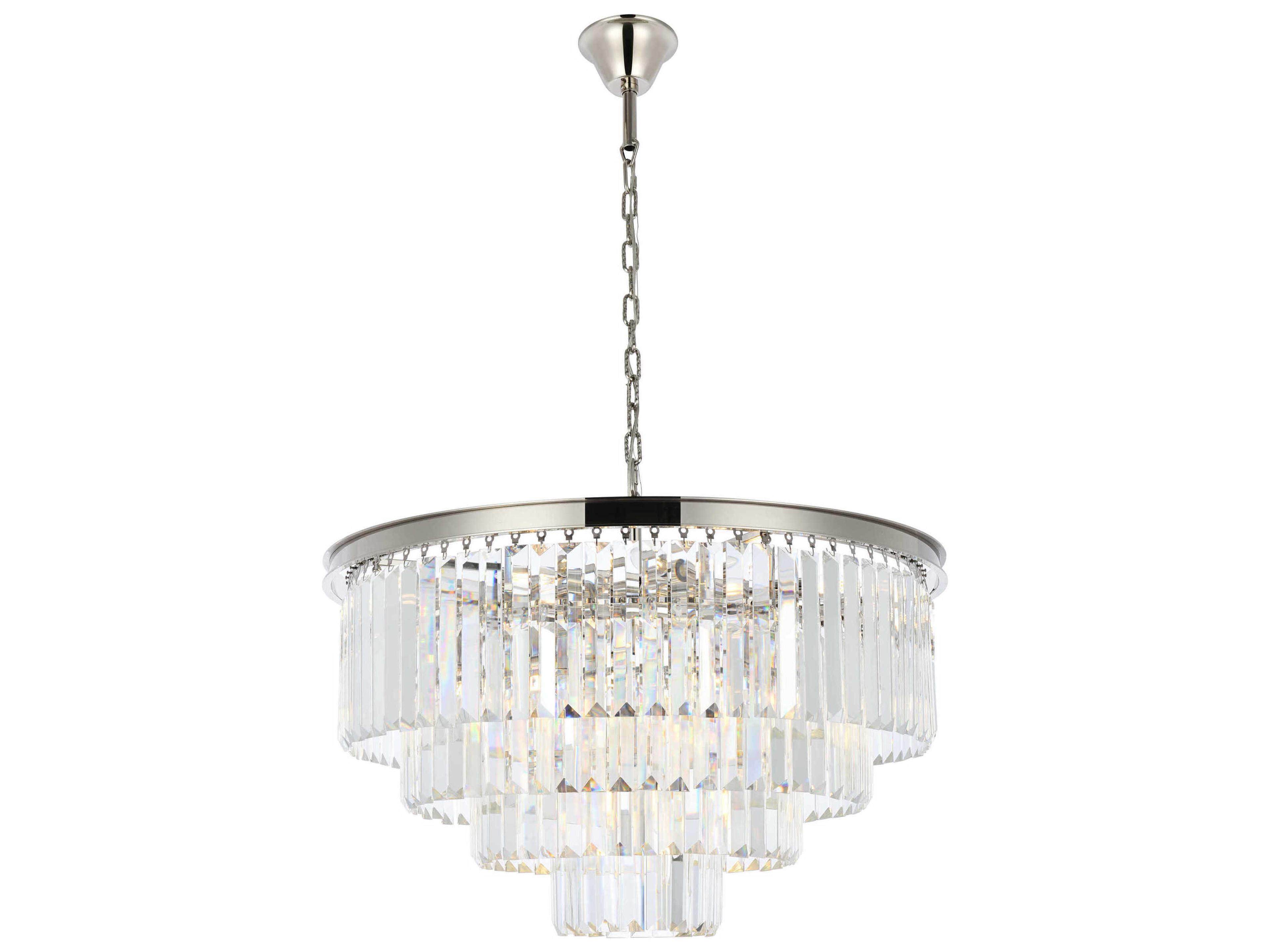Sydney 17-Light Polished Nickel Clear Crystal Tiered Chandelier