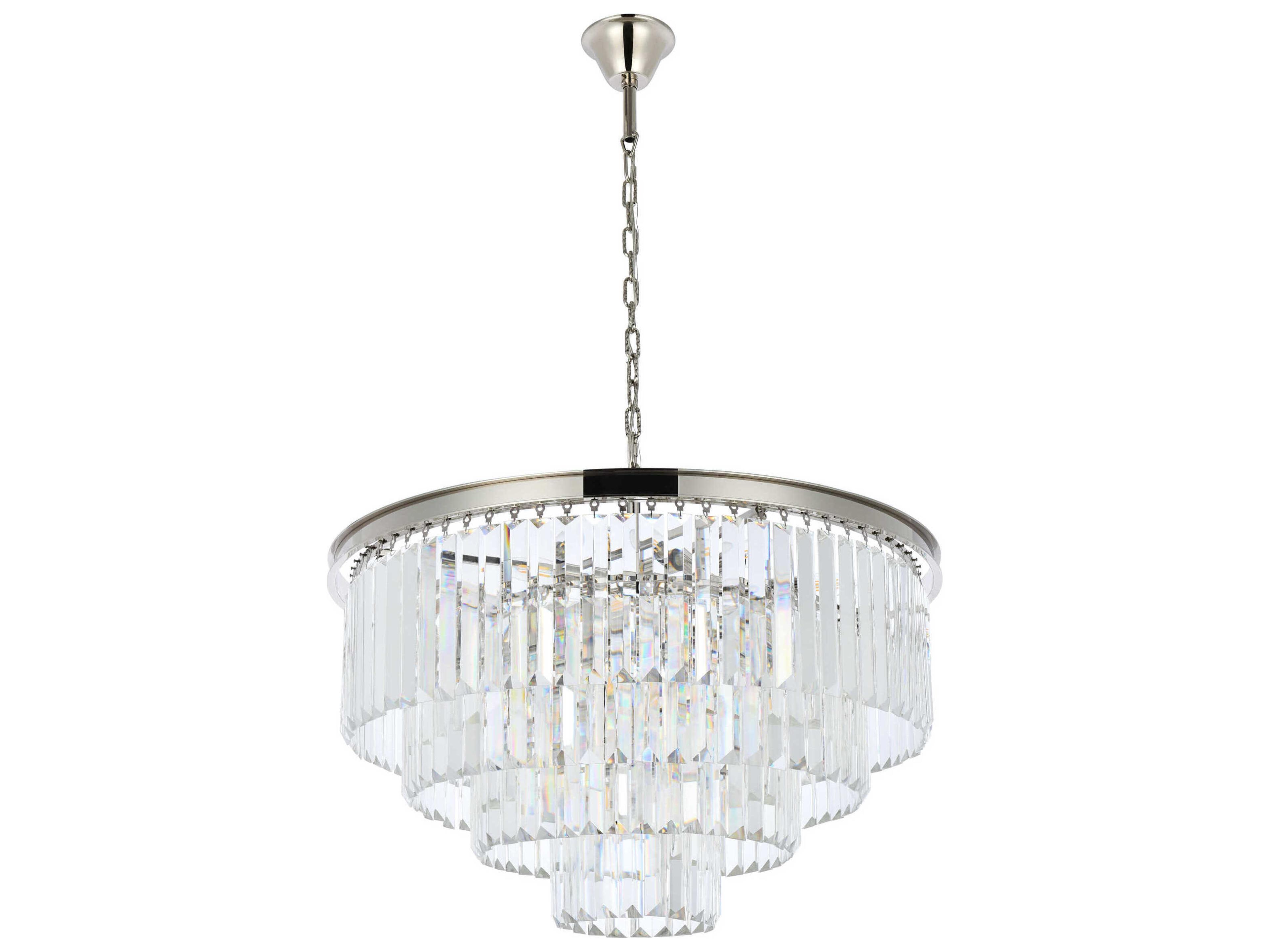 Elegant Lighting Sydney 17-Light Polished Nickel Clear Crystal Tiered Chandelier