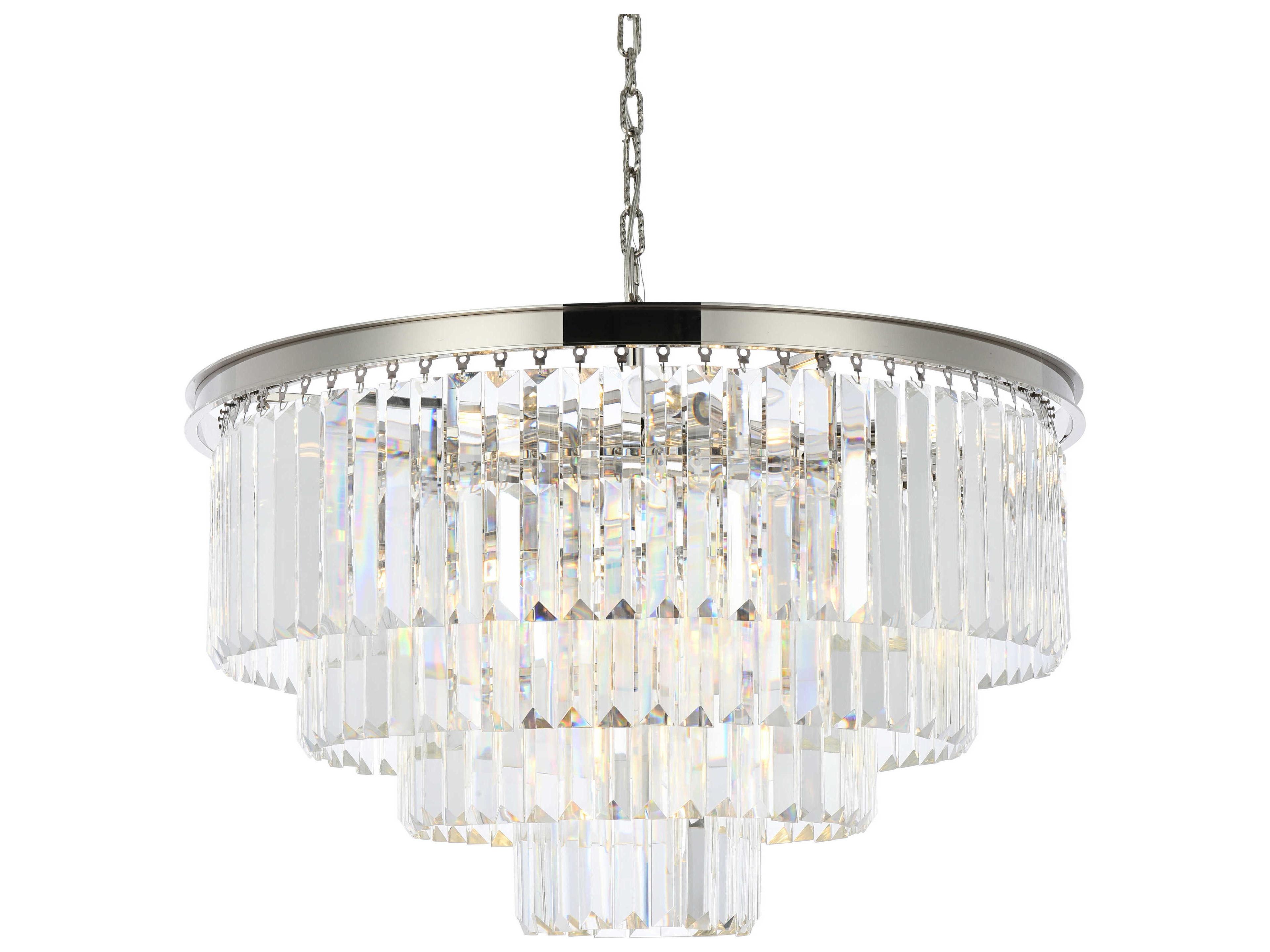 Elegant Lighting Sydney 17-Light Polished Nickel Clear Crystal Tiered Chandelier