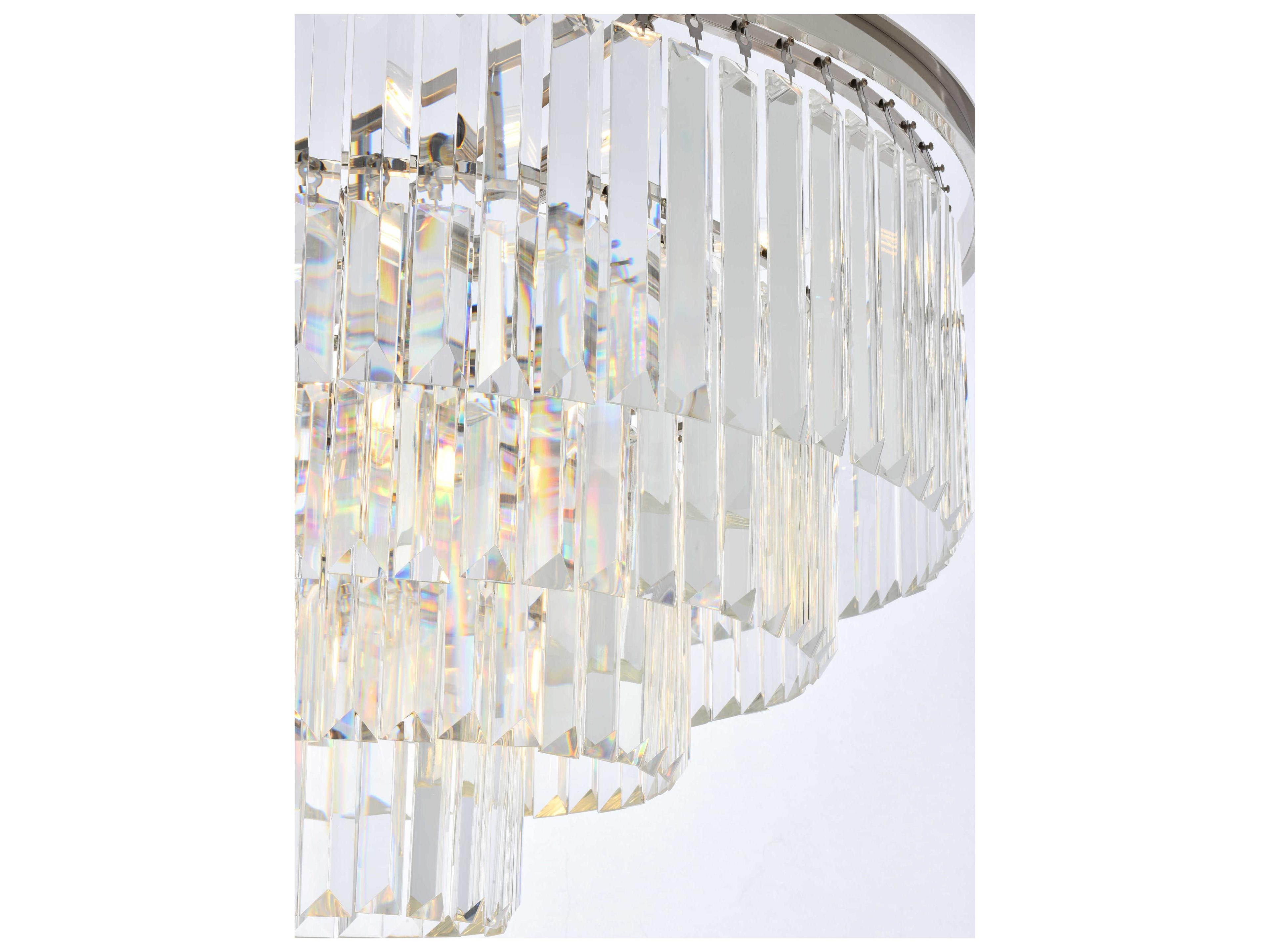 Elegant Lighting Sydney 17-Light Polished Nickel Clear Crystal Tiered Chandelier