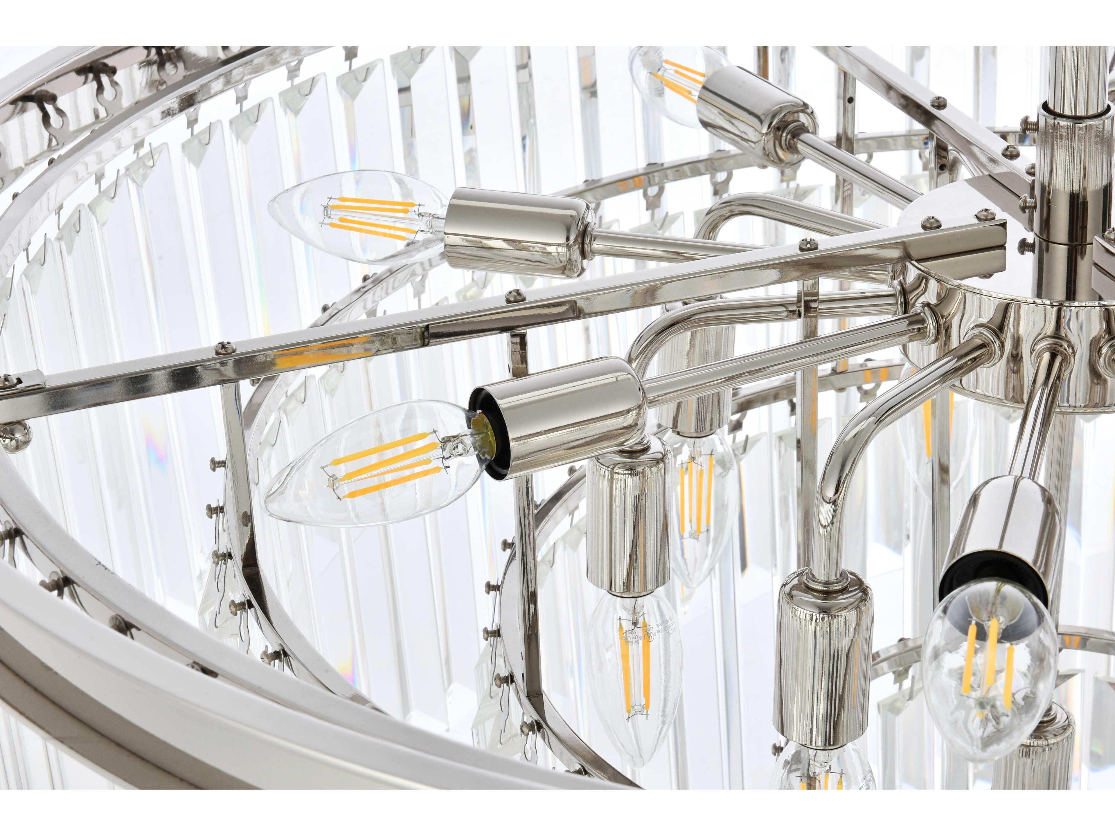 Elegant Lighting Sydney 17-Light Polished Nickel Clear Crystal Tiered Chandelier