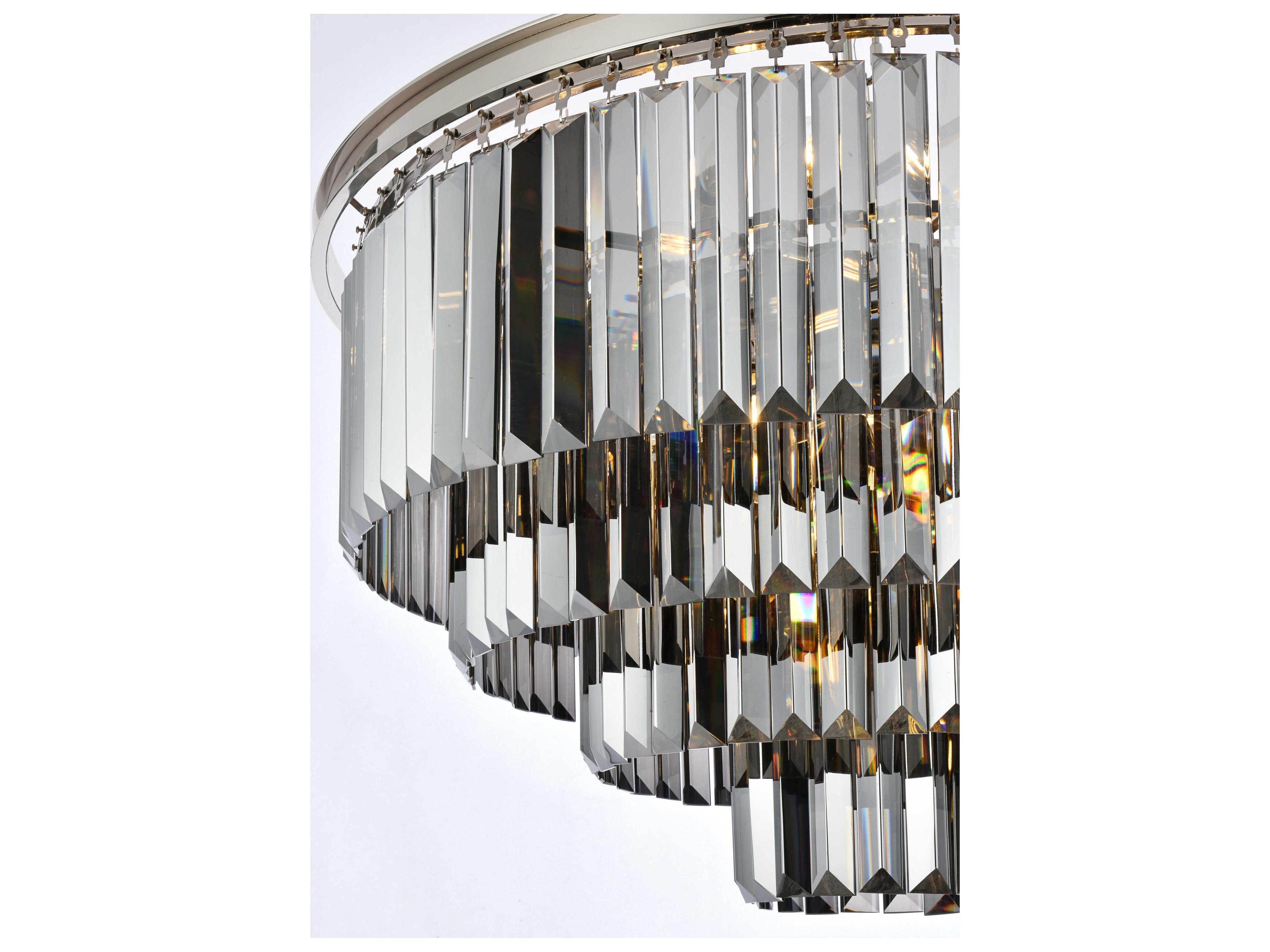 Elegant Lighting Sydney 17-Light Polished Nickel Silver Crystal Tiered Chandelier