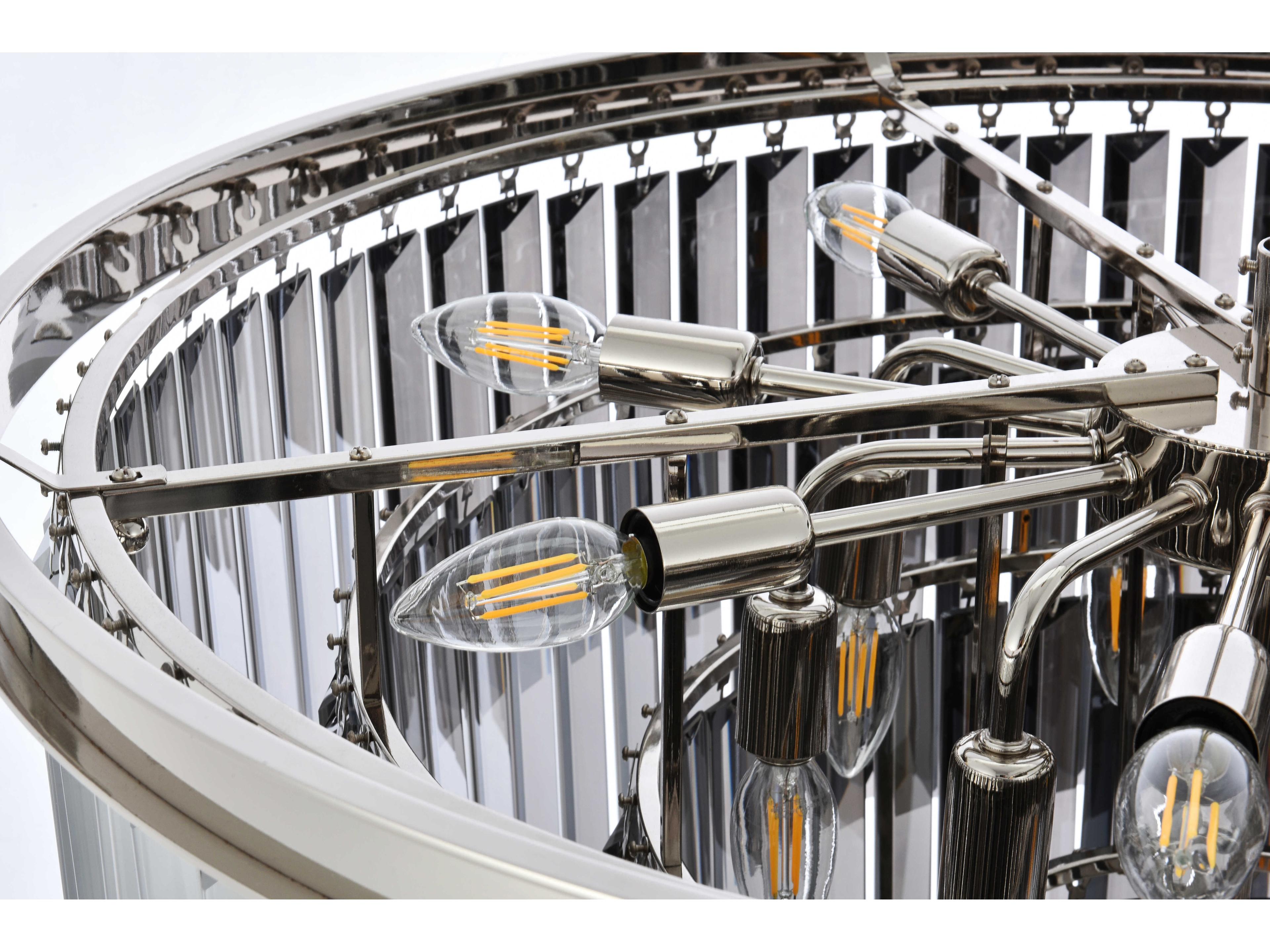 Elegant Lighting Sydney 17-Light Polished Nickel Silver Crystal Tiered Chandelier