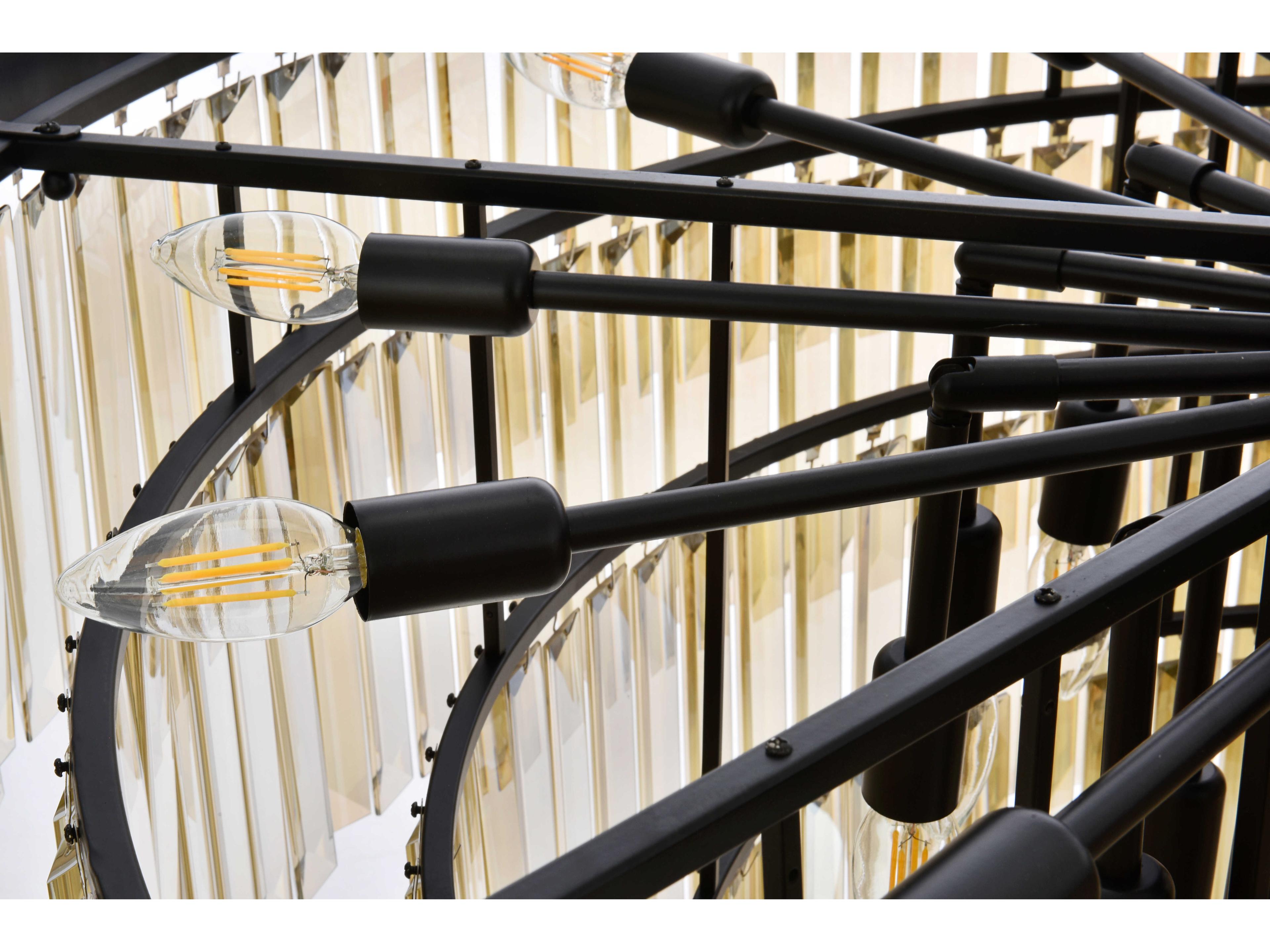 Elegant Lighting Sydney 33-Light Matte Black Gold Crystal Tiered Chandelier