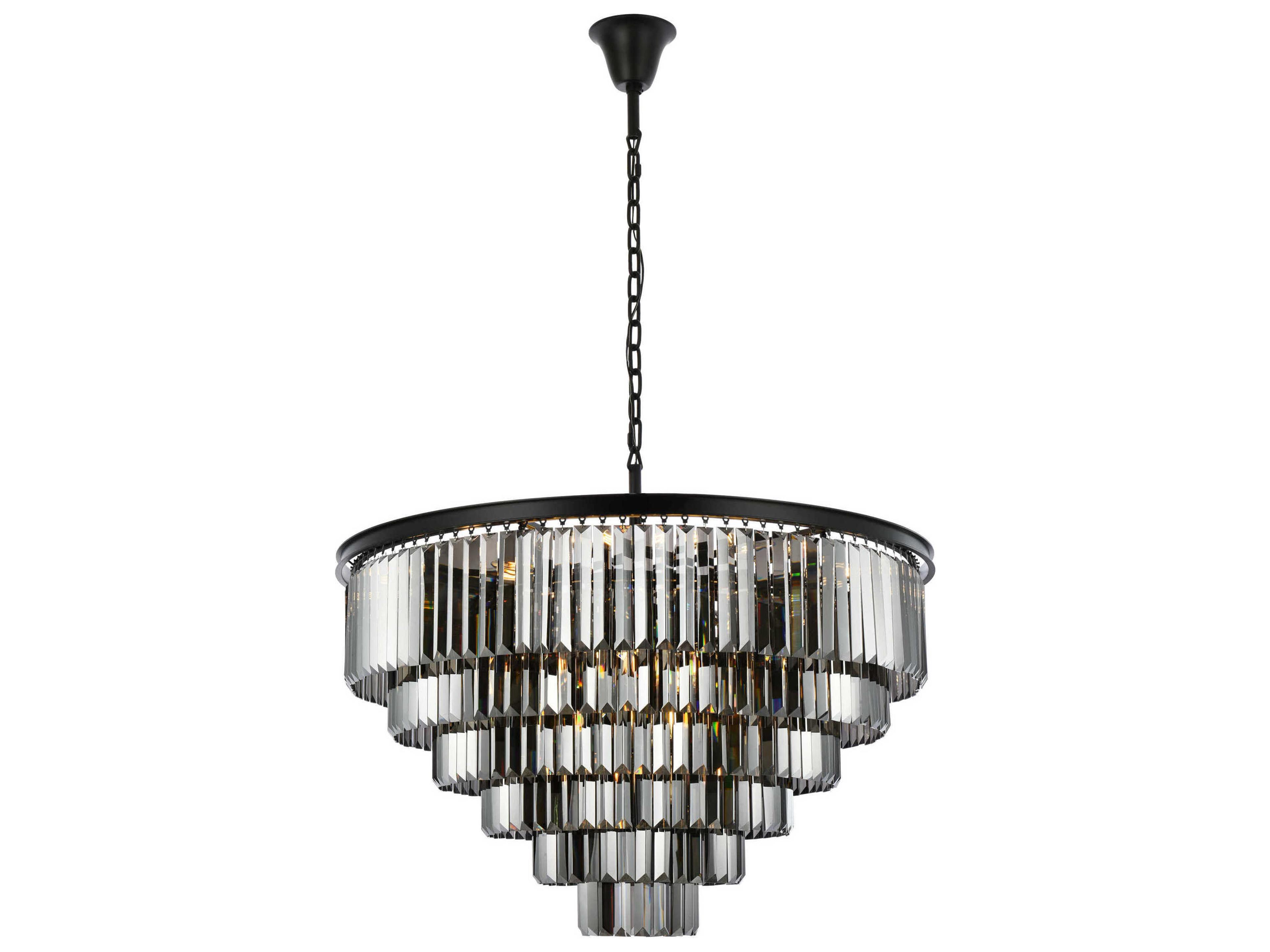 Sydney 33-Light Matte Black Silver Crystal Tiered Chandelier