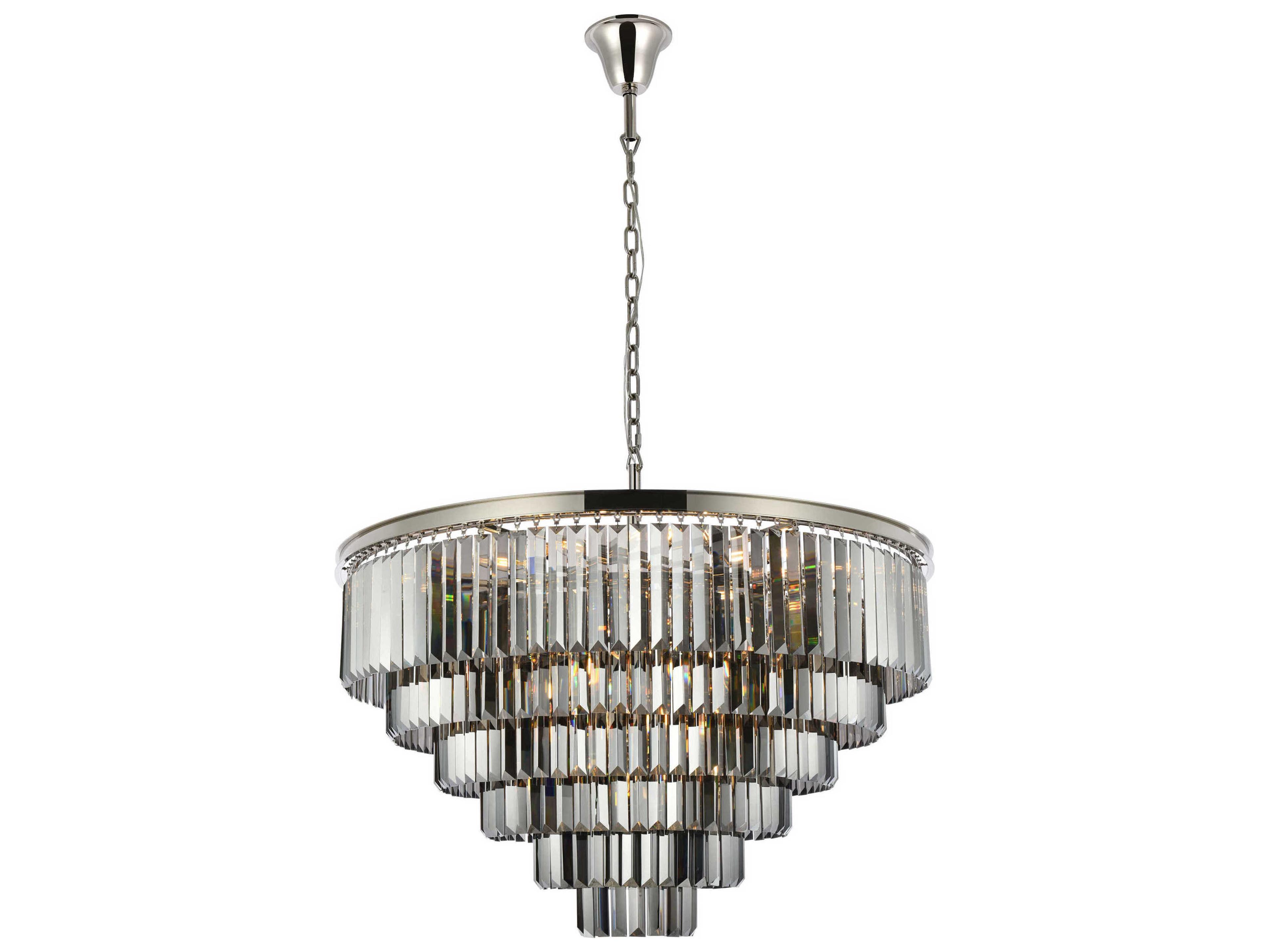 Sydney 33-Light Polished Nickel Silver Crystal Tiered Chandelier