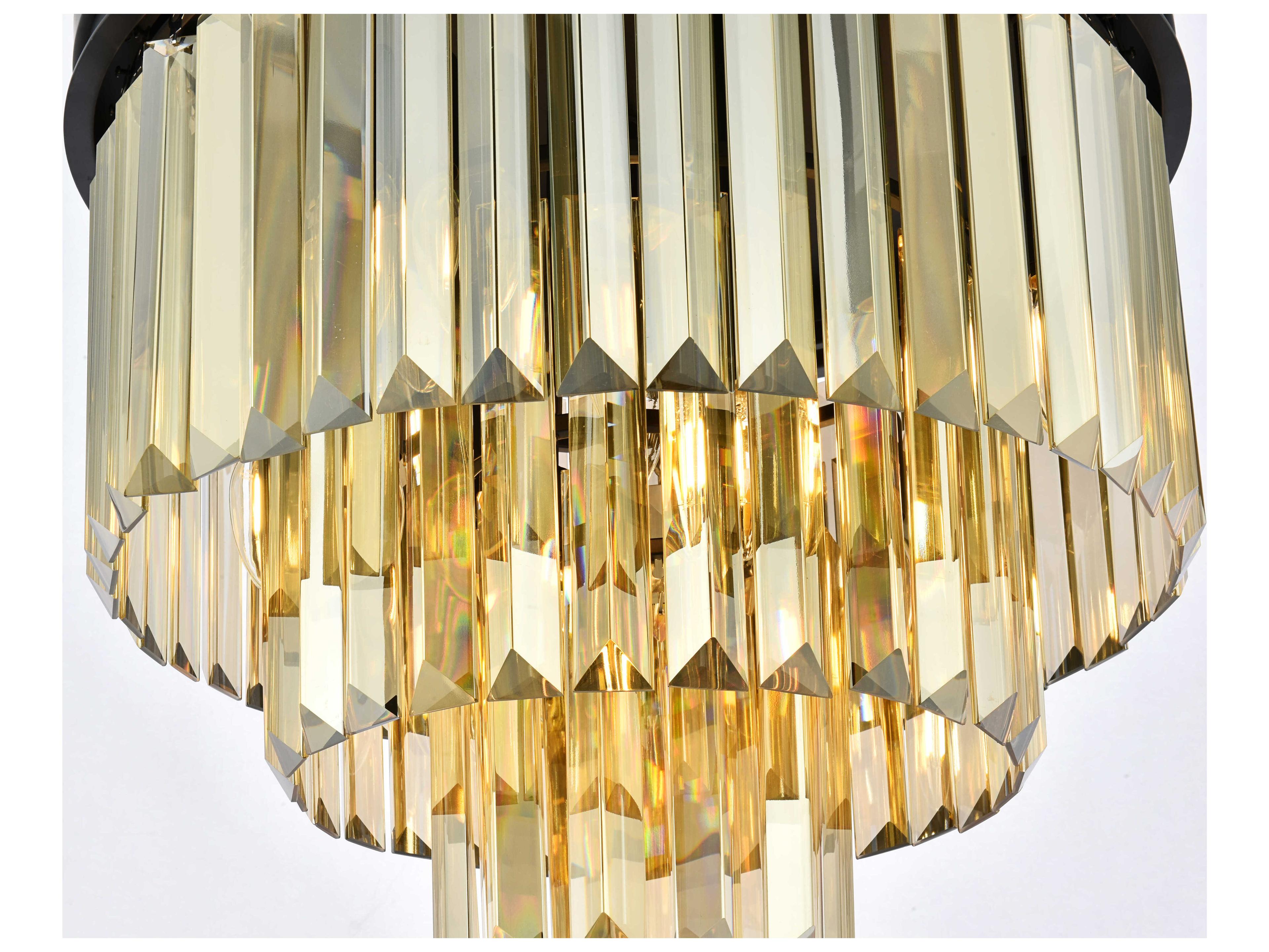 Elegant Lighting Sydney 9-Light Matte Black Gold Crystal Tiered Flush Mount