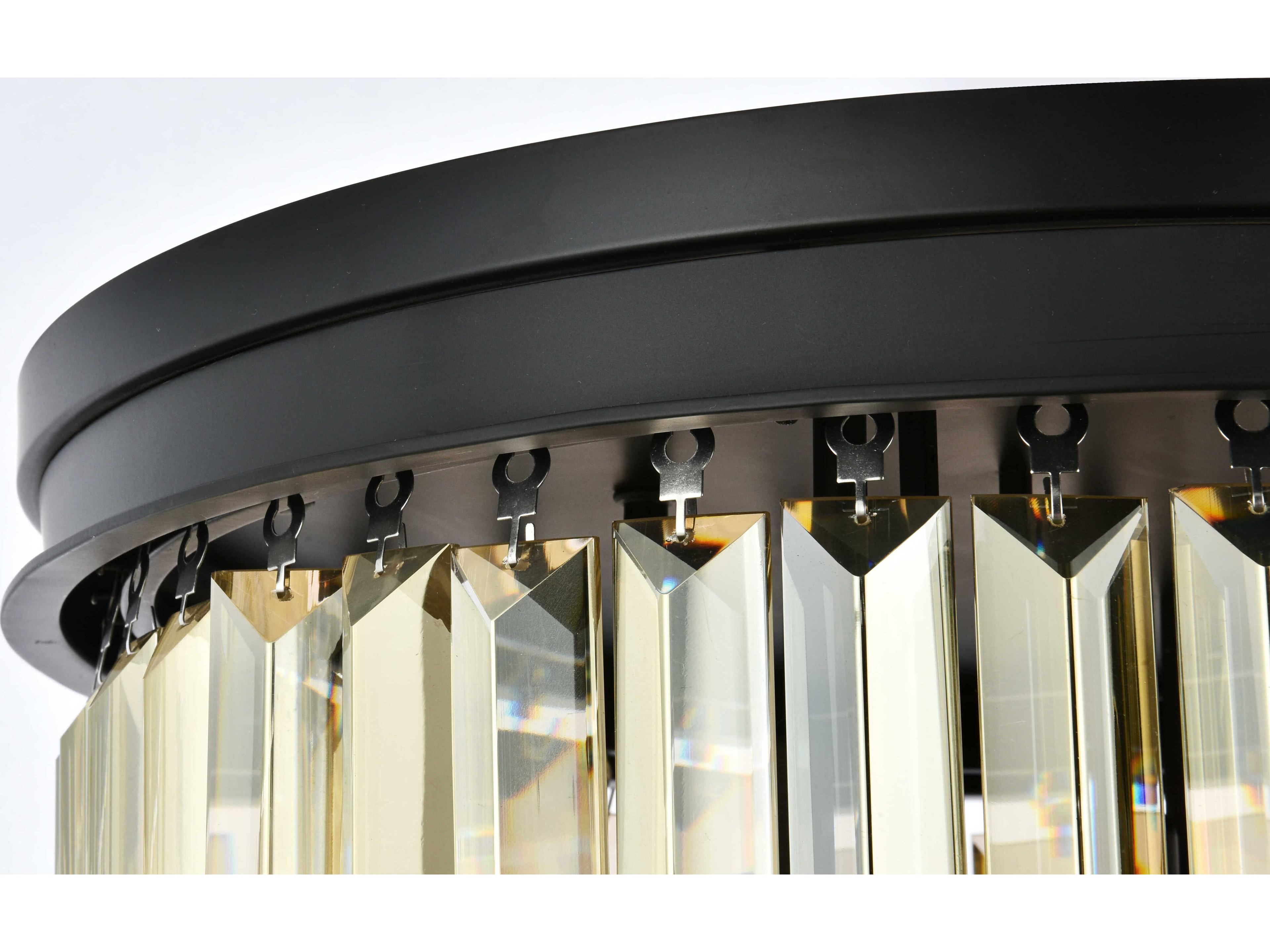 Elegant Lighting Sydney 9-Light Matte Black Gold Crystal Tiered Flush Mount