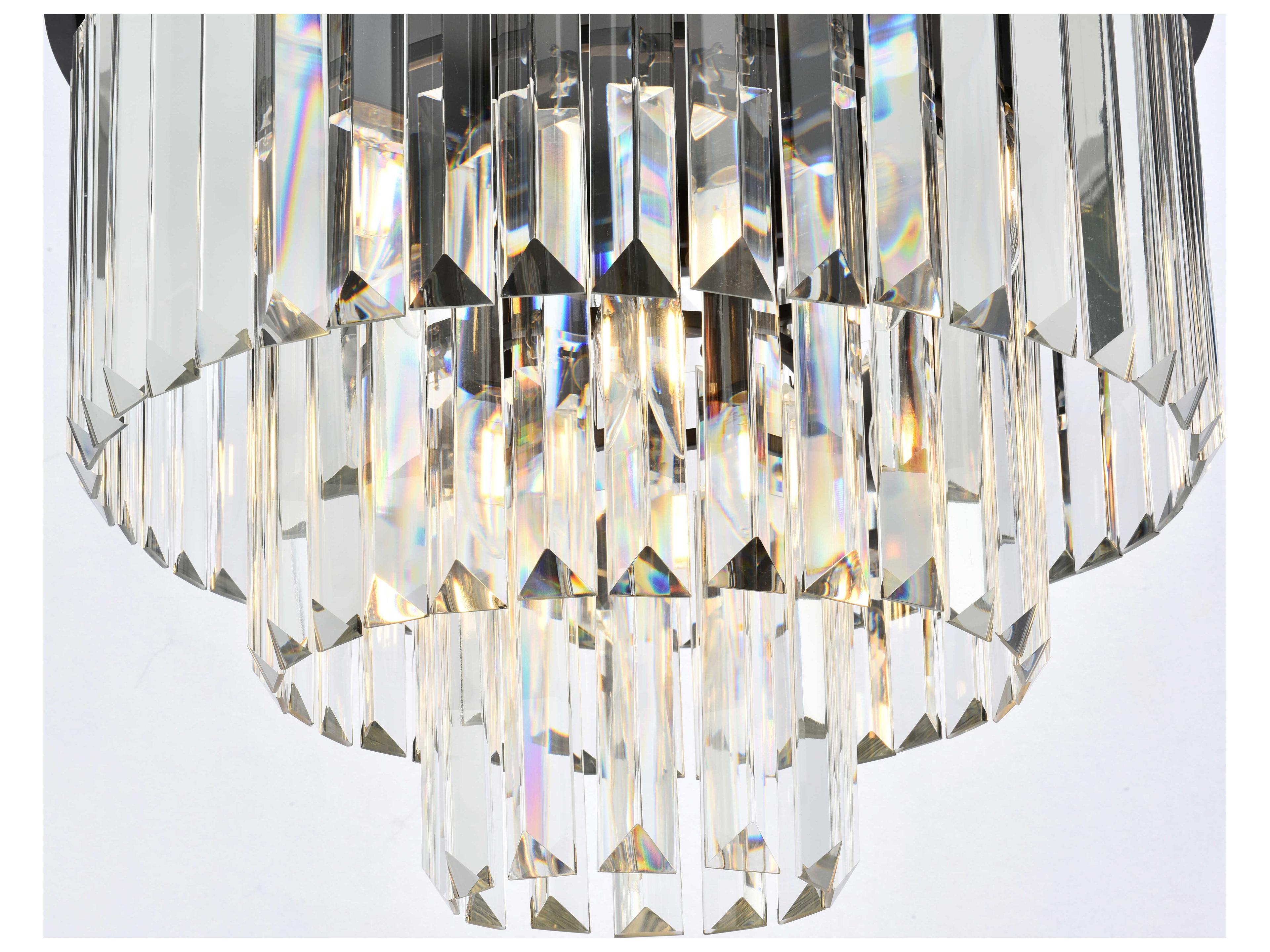 Elegant Lighting Sydney 9-Light Matte Black Clear Crystal Tiered Flush Mount