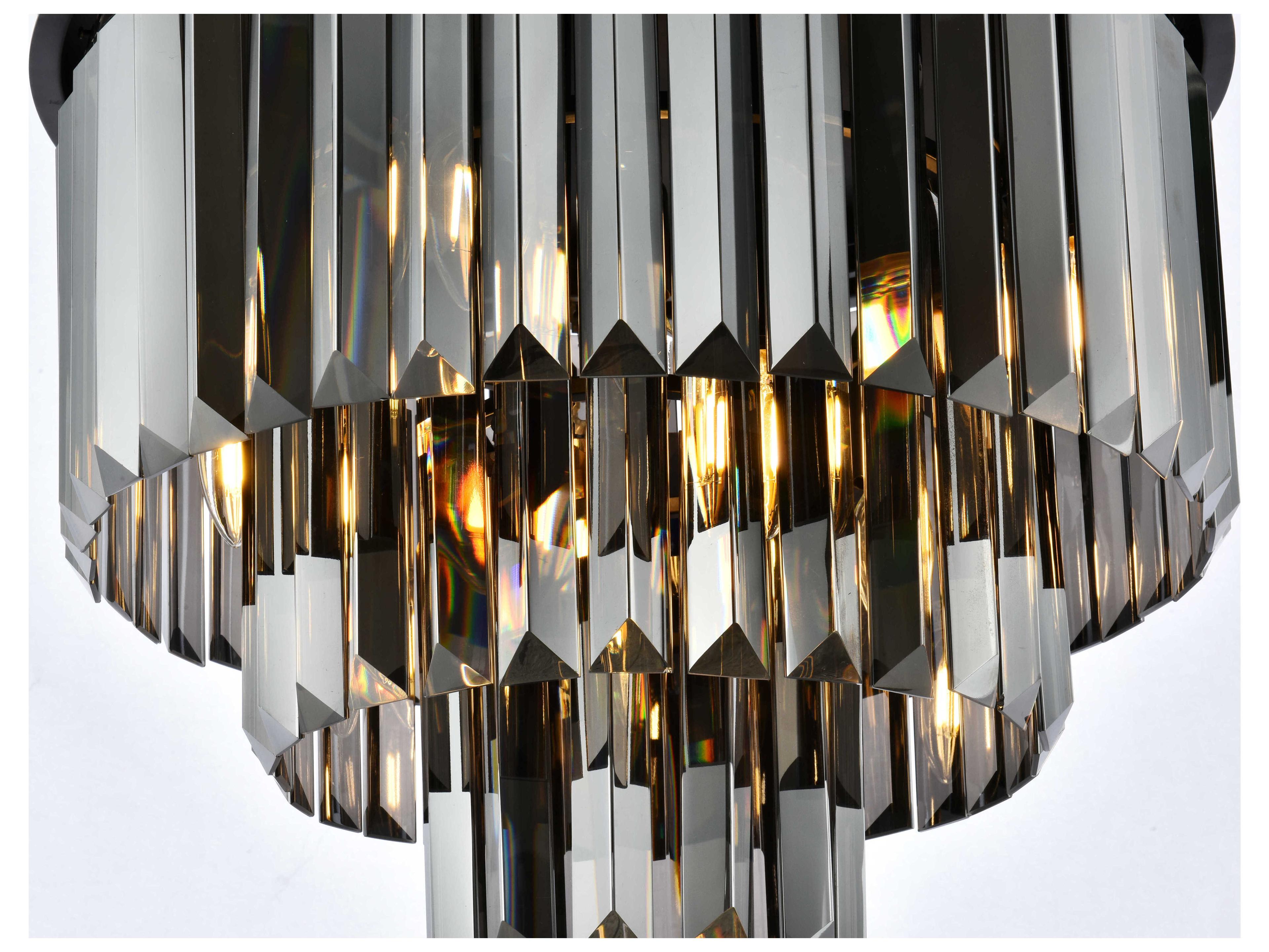 Elegant Lighting Sydney 9-Light Matte Black Silver Crystal Tiered Flush Mount