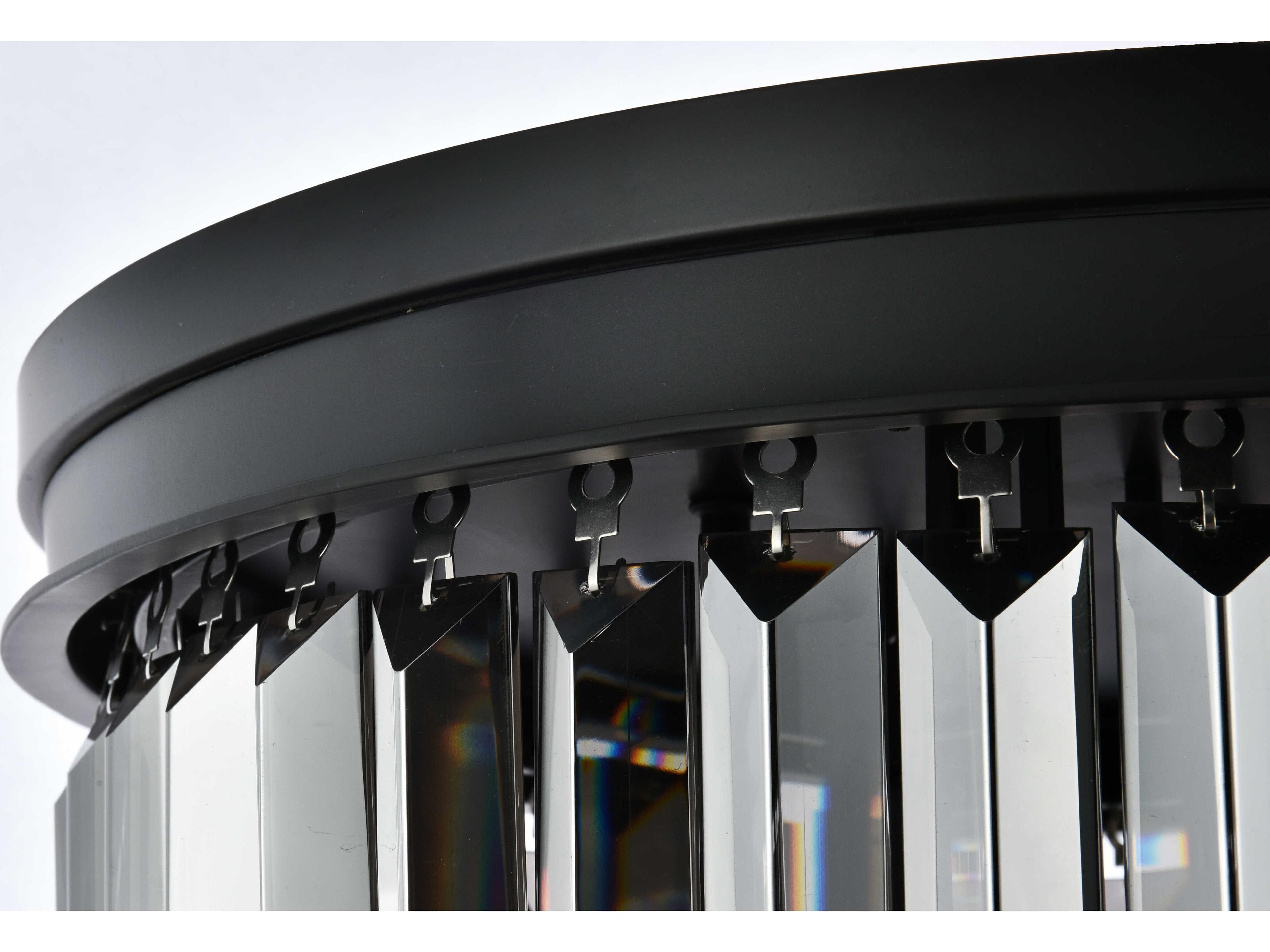 Elegant Lighting Sydney 9-Light Matte Black Silver Crystal Tiered Flush Mount