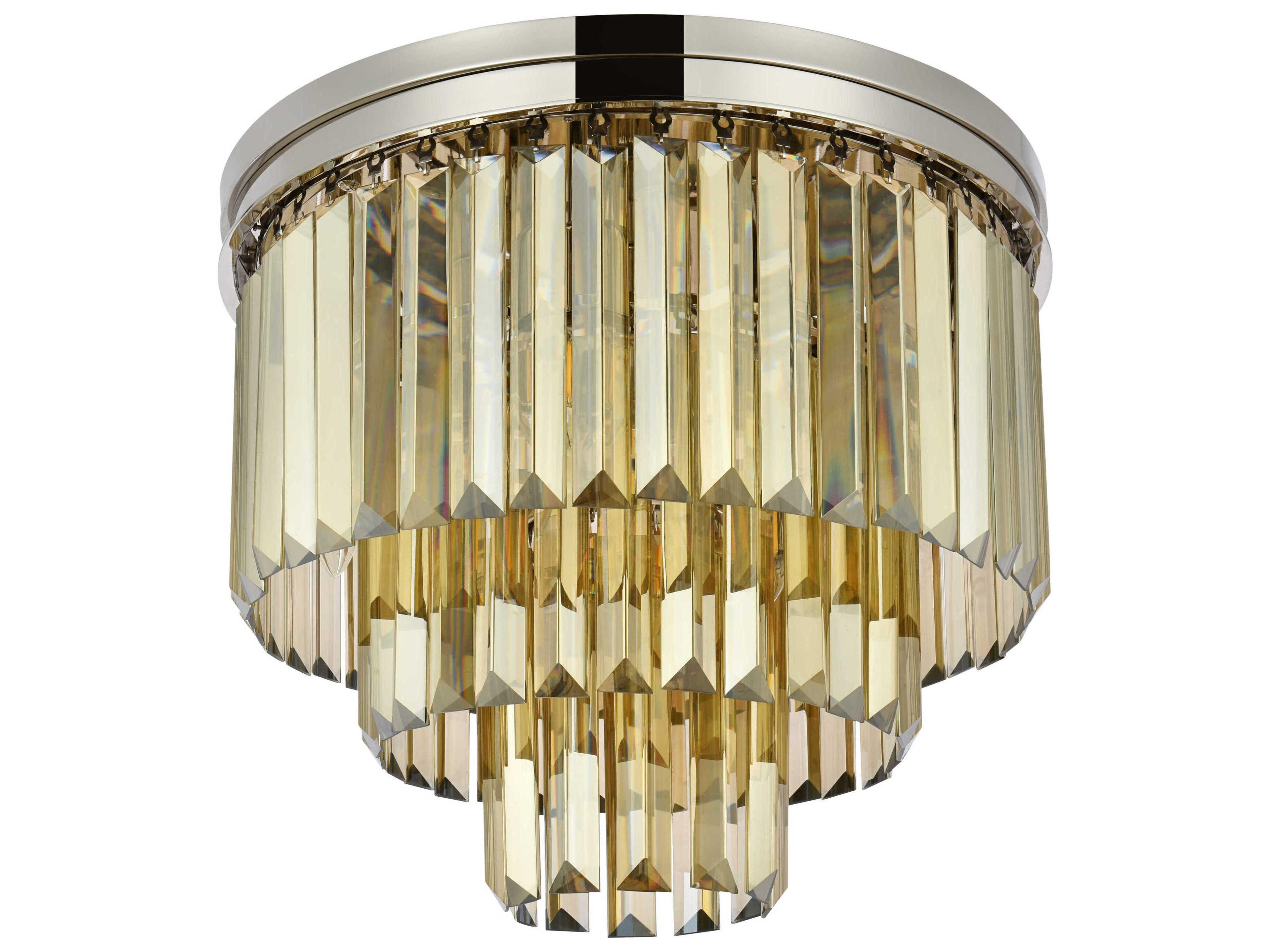 Elegant Lighting Sydney 9-Light Polished Nickel Gold Crystal Tiered Flush Mount