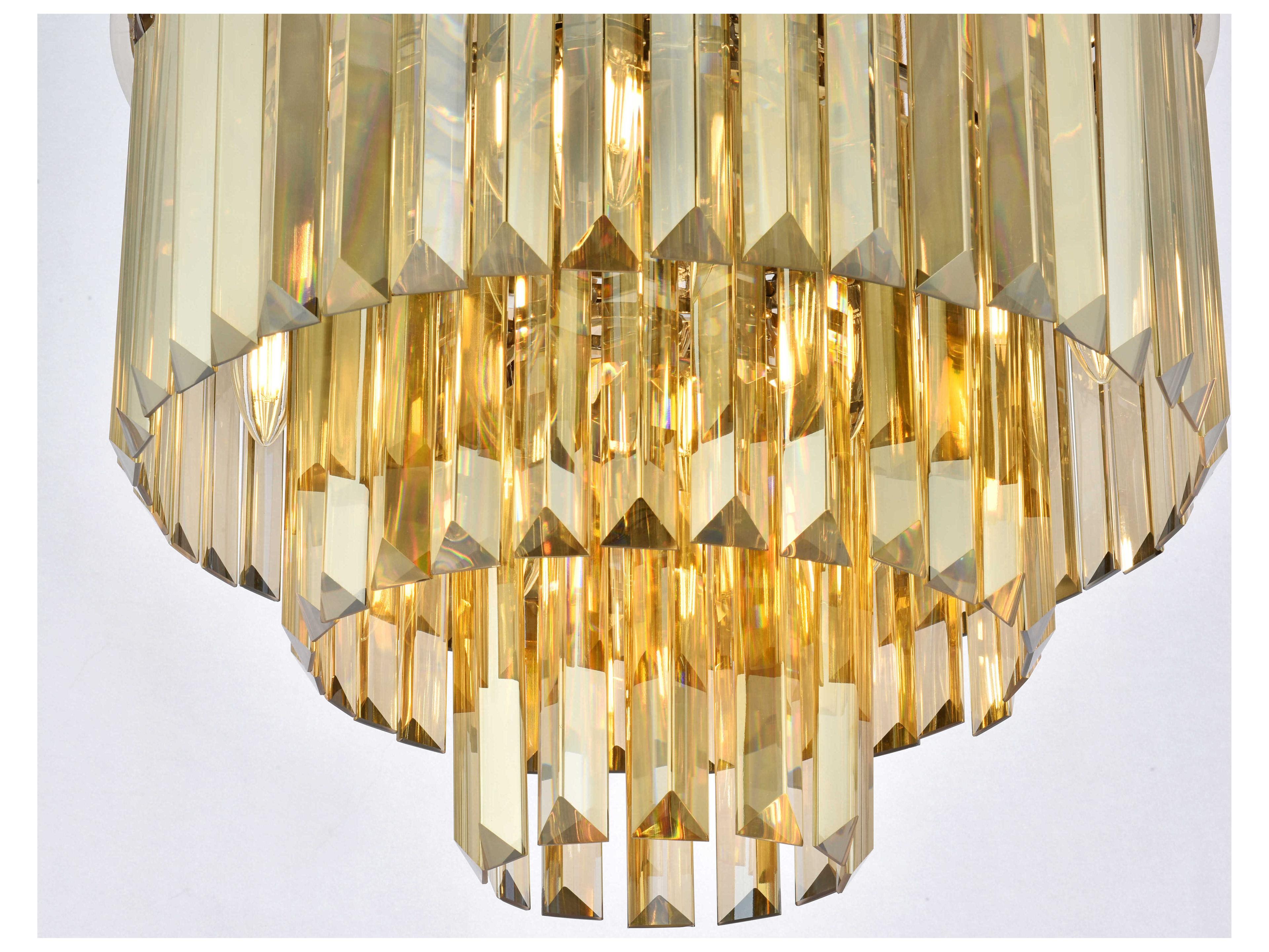 Elegant Lighting Sydney 9-Light Polished Nickel Gold Crystal Tiered Flush Mount