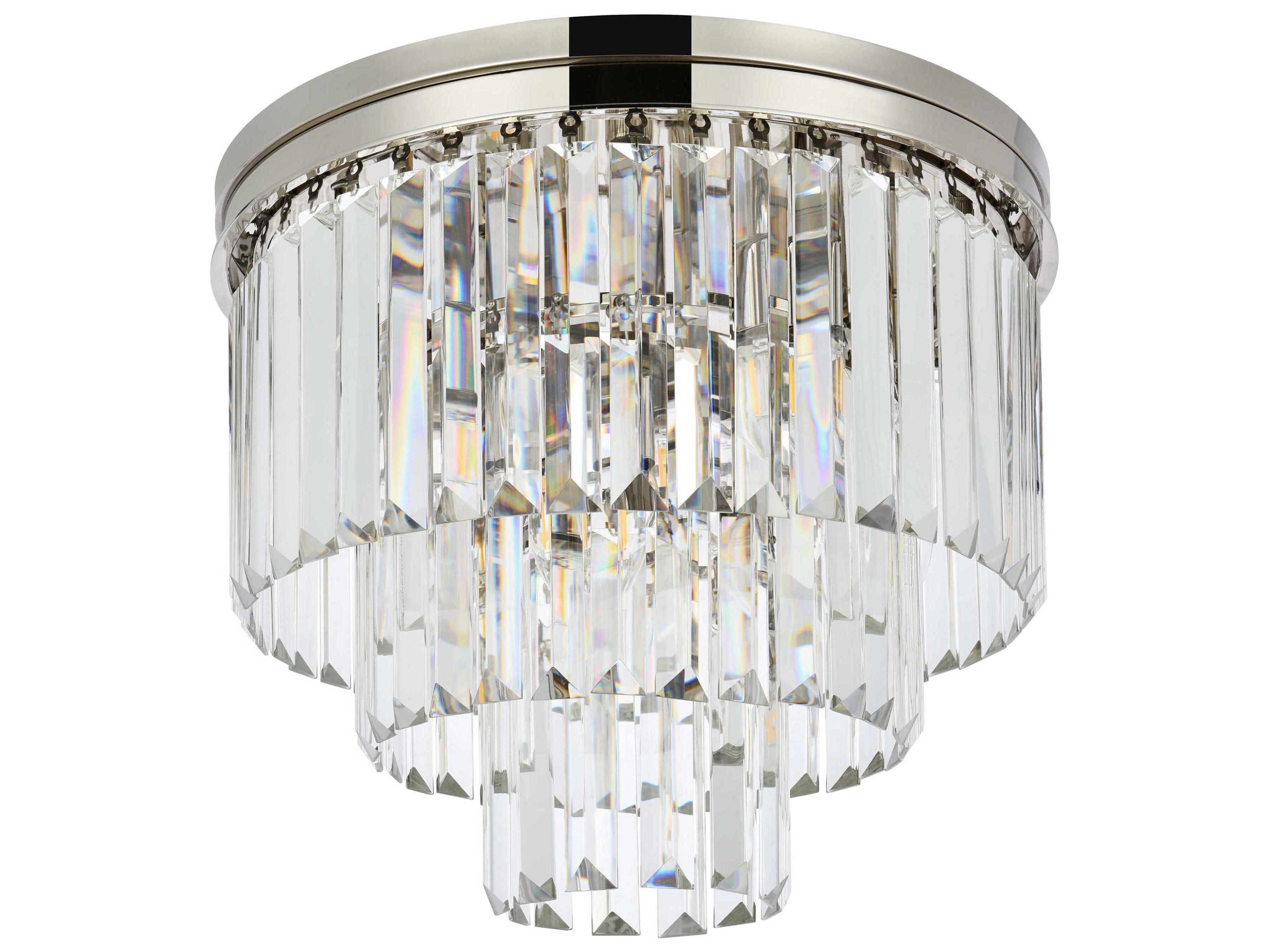 Elegant Lighting Sydney 9-Light Polished Nickel Clear Crystal Tiered Flush Mount