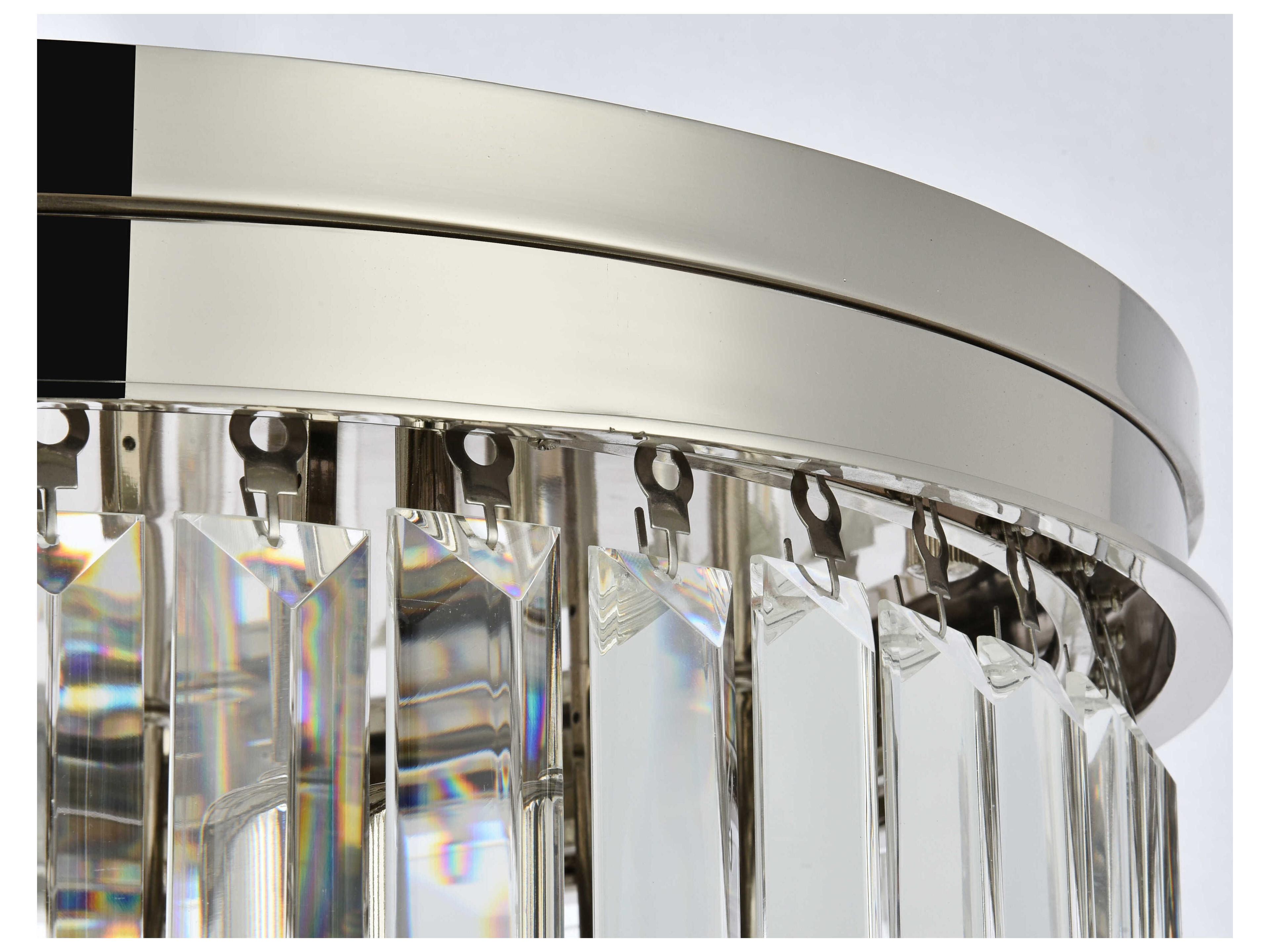 Elegant Lighting Sydney 9-Light Polished Nickel Clear Crystal Tiered Flush Mount