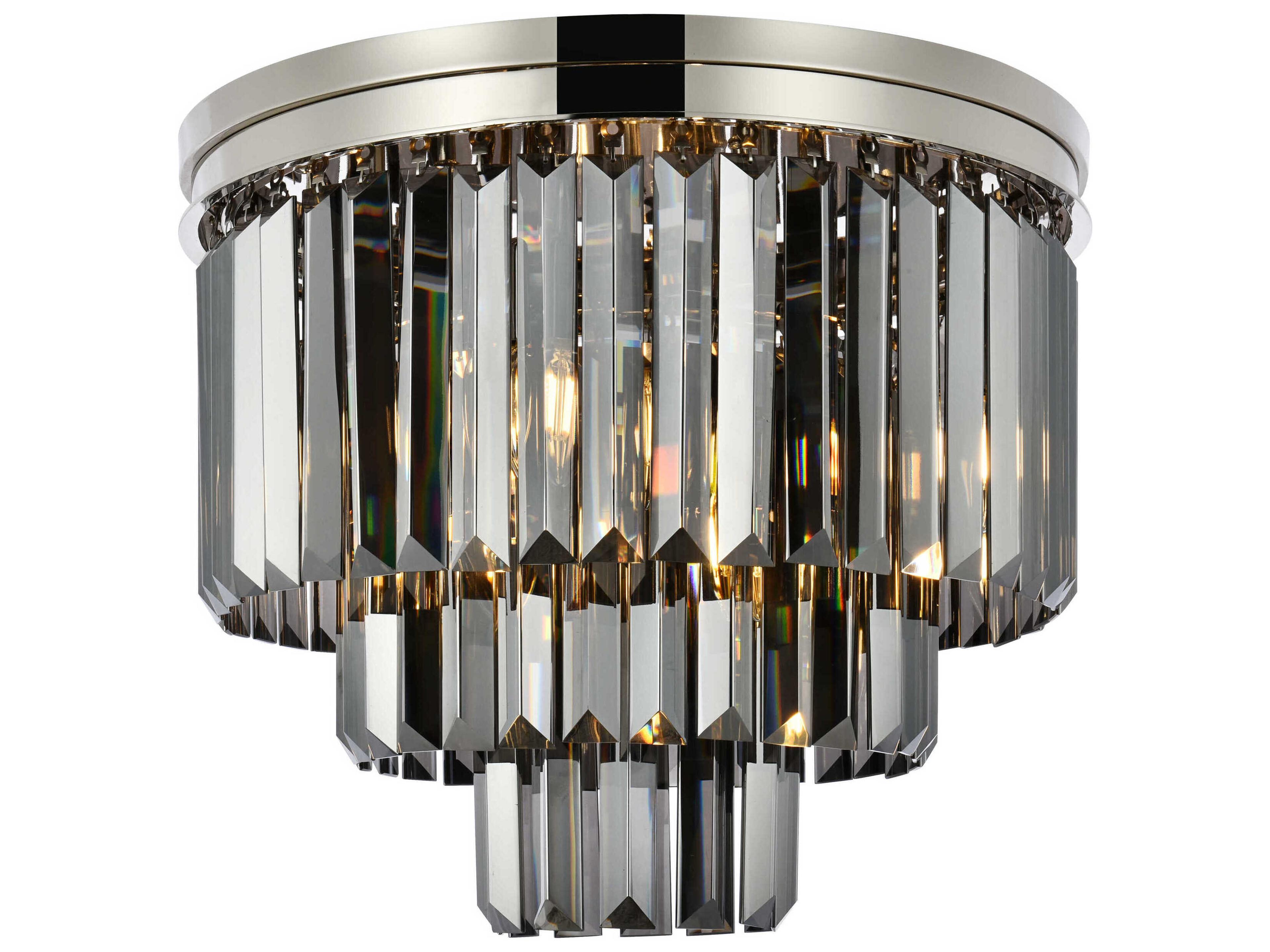 Sydney 9-Light Polished Nickel Silver Crystal Tiered Flush Mount