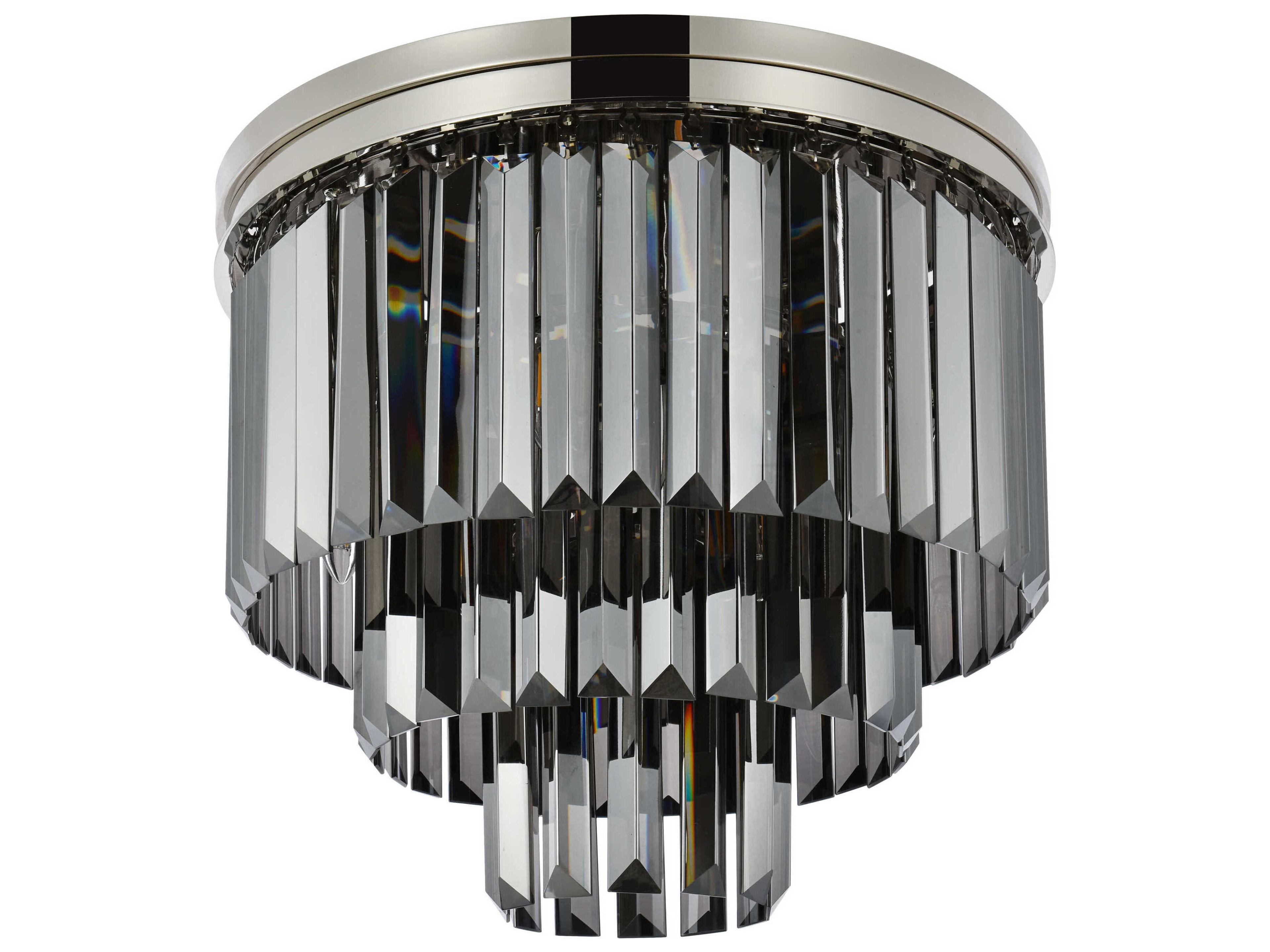 Elegant Lighting Sydney 9-Light Polished Nickel Silver Crystal Tiered Flush Mount