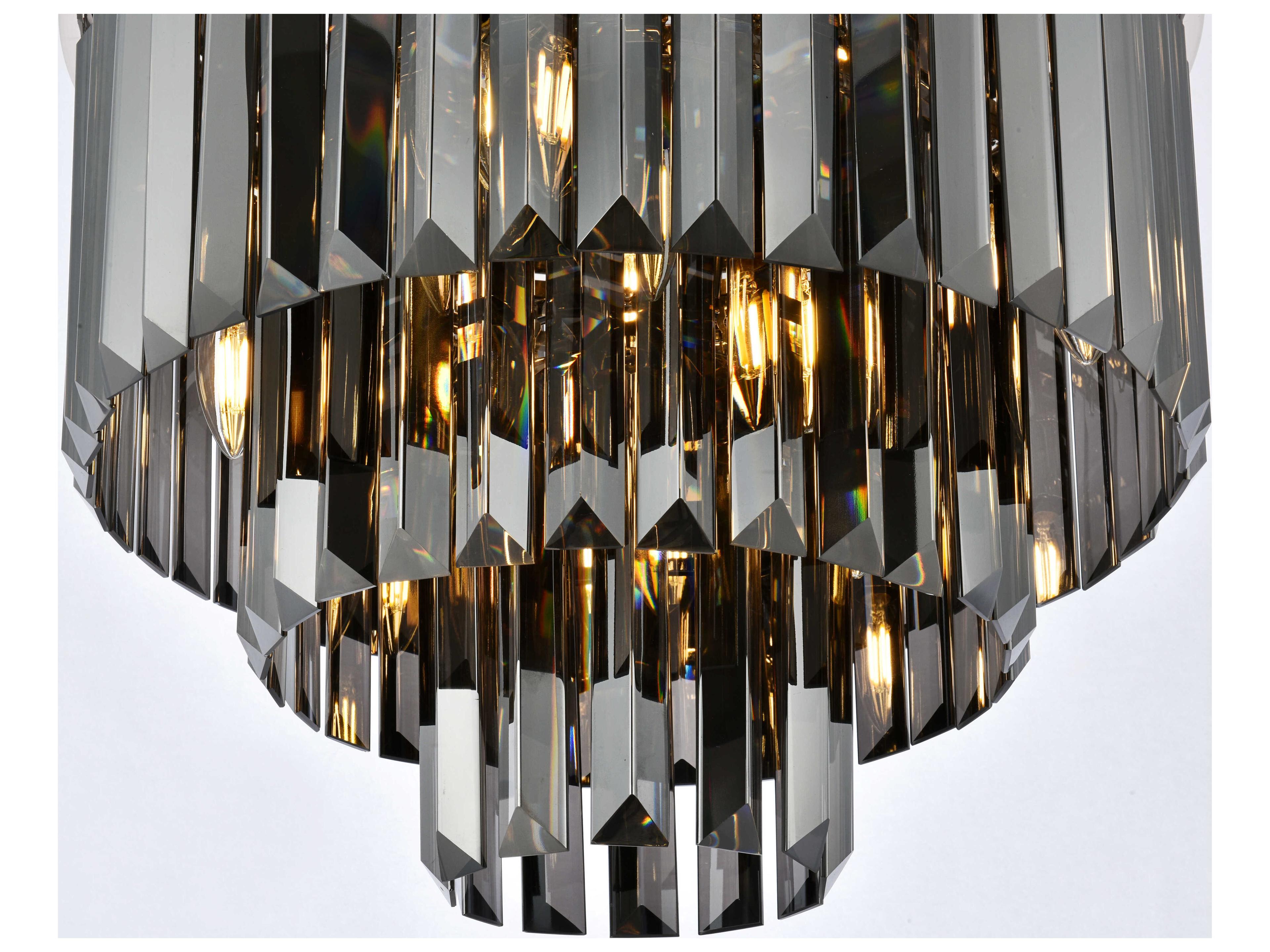 Elegant Lighting Sydney 9-Light Polished Nickel Silver Crystal Tiered Flush Mount