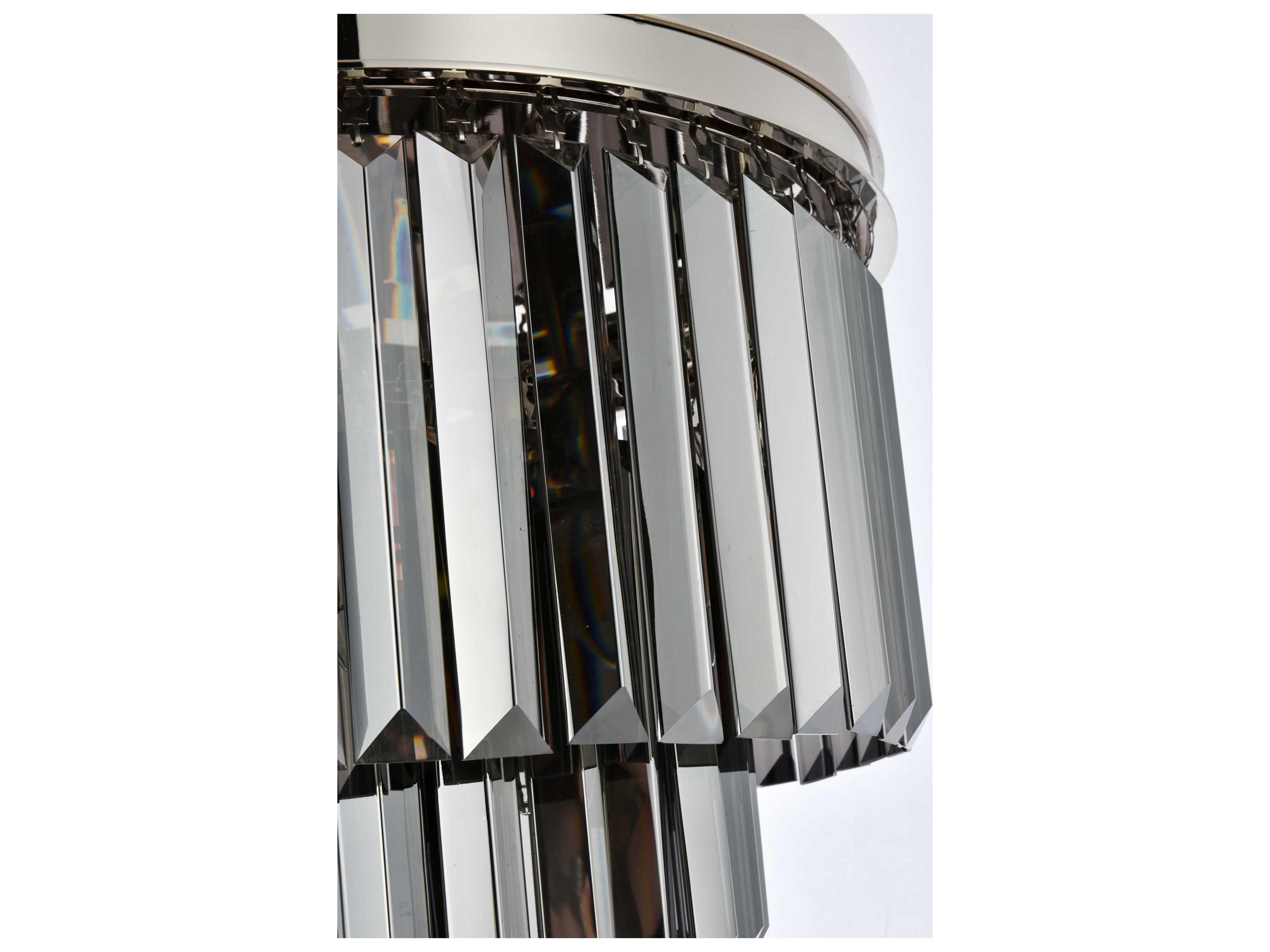 Elegant Lighting Sydney 9-Light Polished Nickel Silver Crystal Tiered Flush Mount
