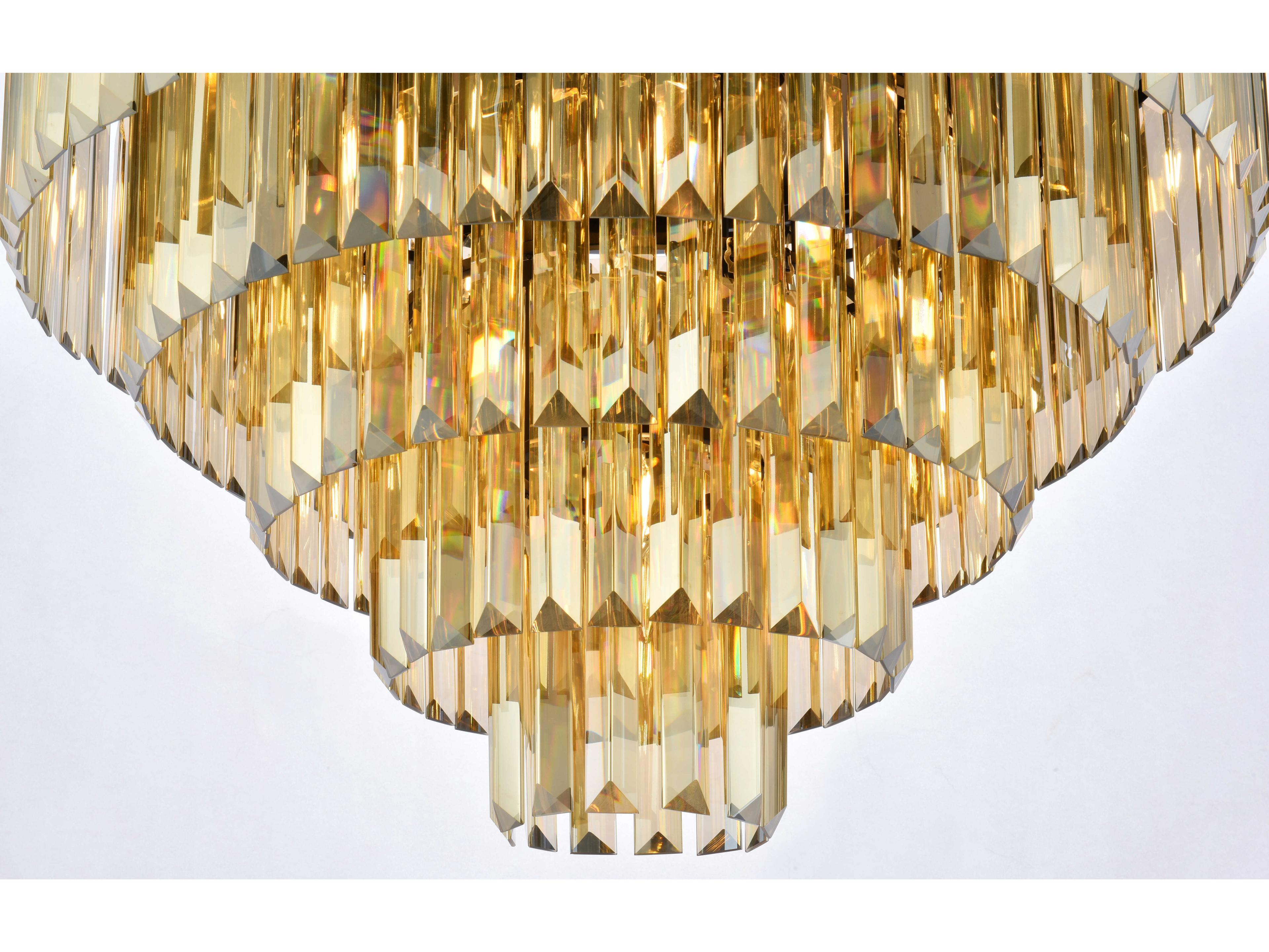 Elegant Lighting Sydney 17-Light Matte Black Gold Crystal Tiered Flush Mount