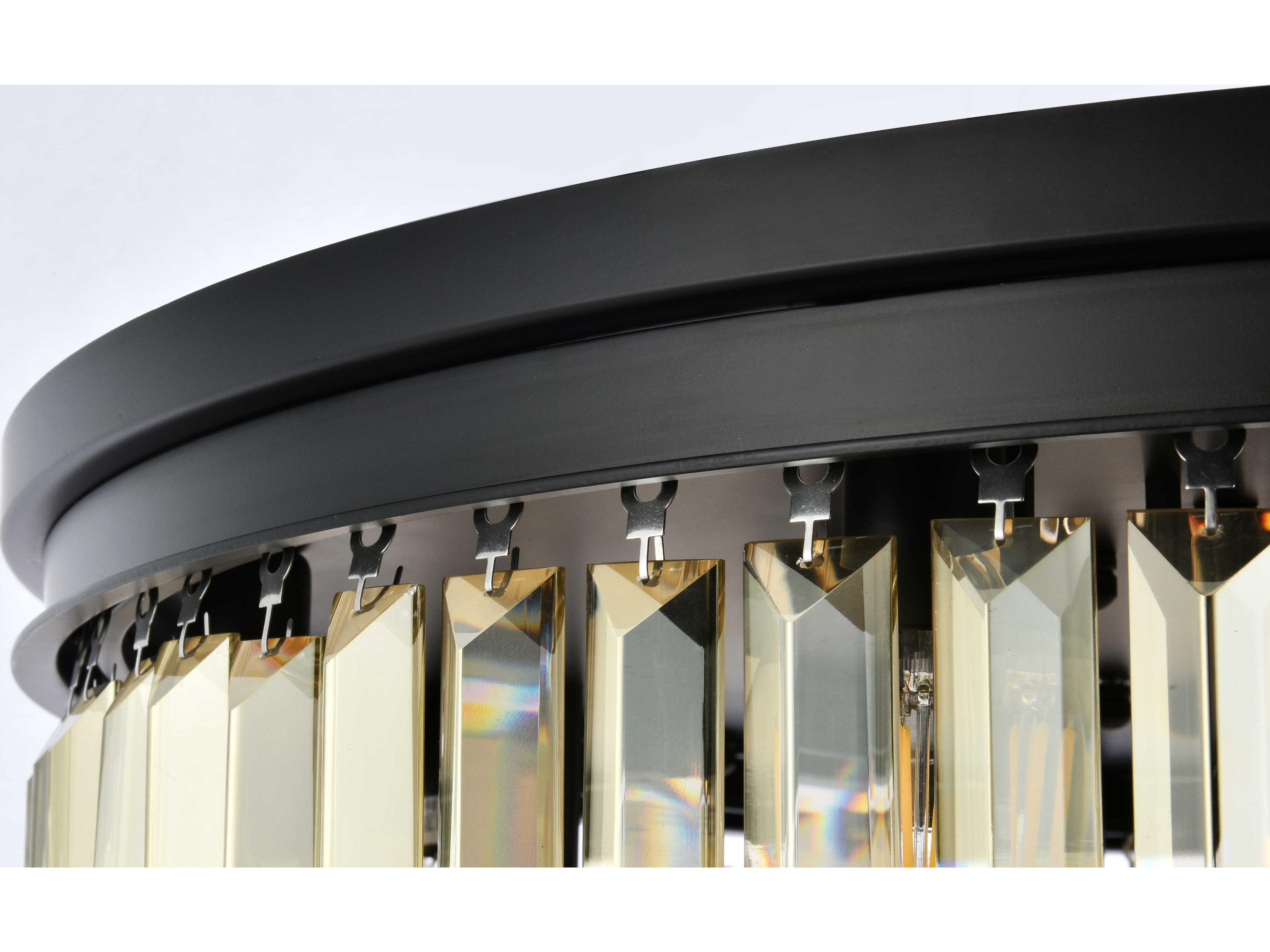 Elegant Lighting Sydney 17-Light Matte Black Gold Crystal Tiered Flush Mount