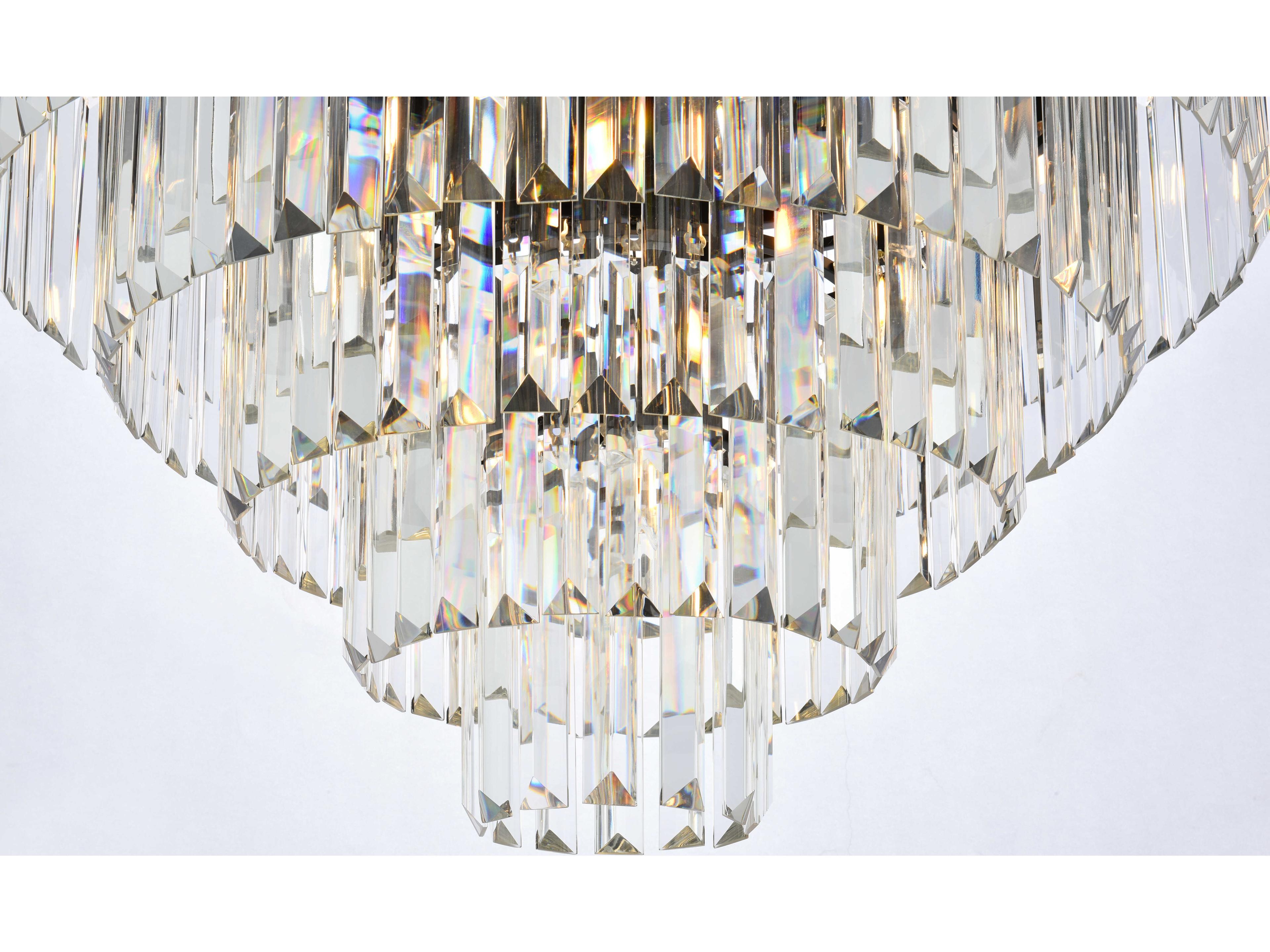 Elegant Lighting Sydney 17-Light Matte Black Clear Crystal Tiered Flush Mount