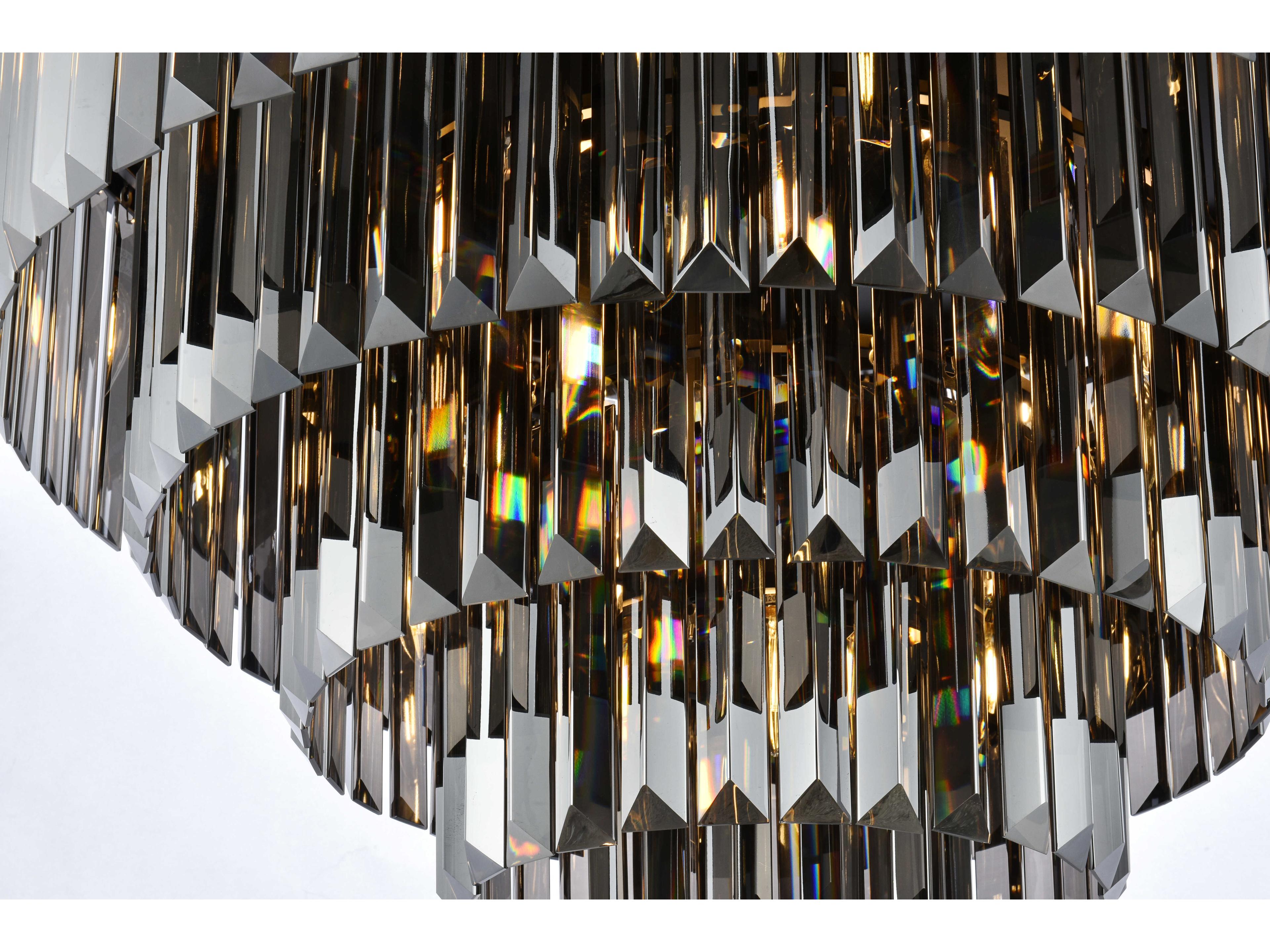 Elegant Lighting Sydney 17-Light Matte Black Silver Crystal Tiered Flush Mount