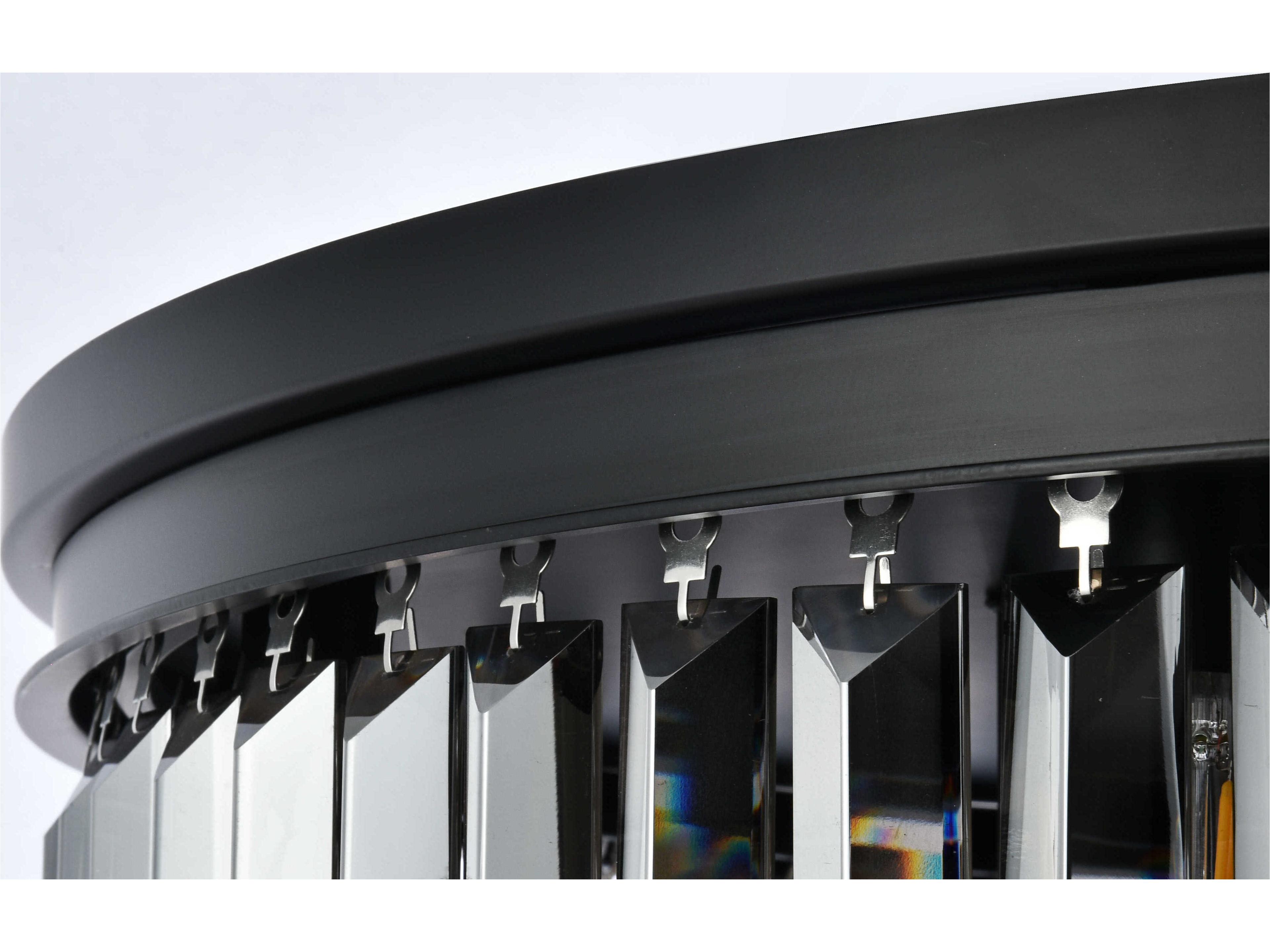 Elegant Lighting Sydney 17-Light Matte Black Silver Crystal Tiered Flush Mount