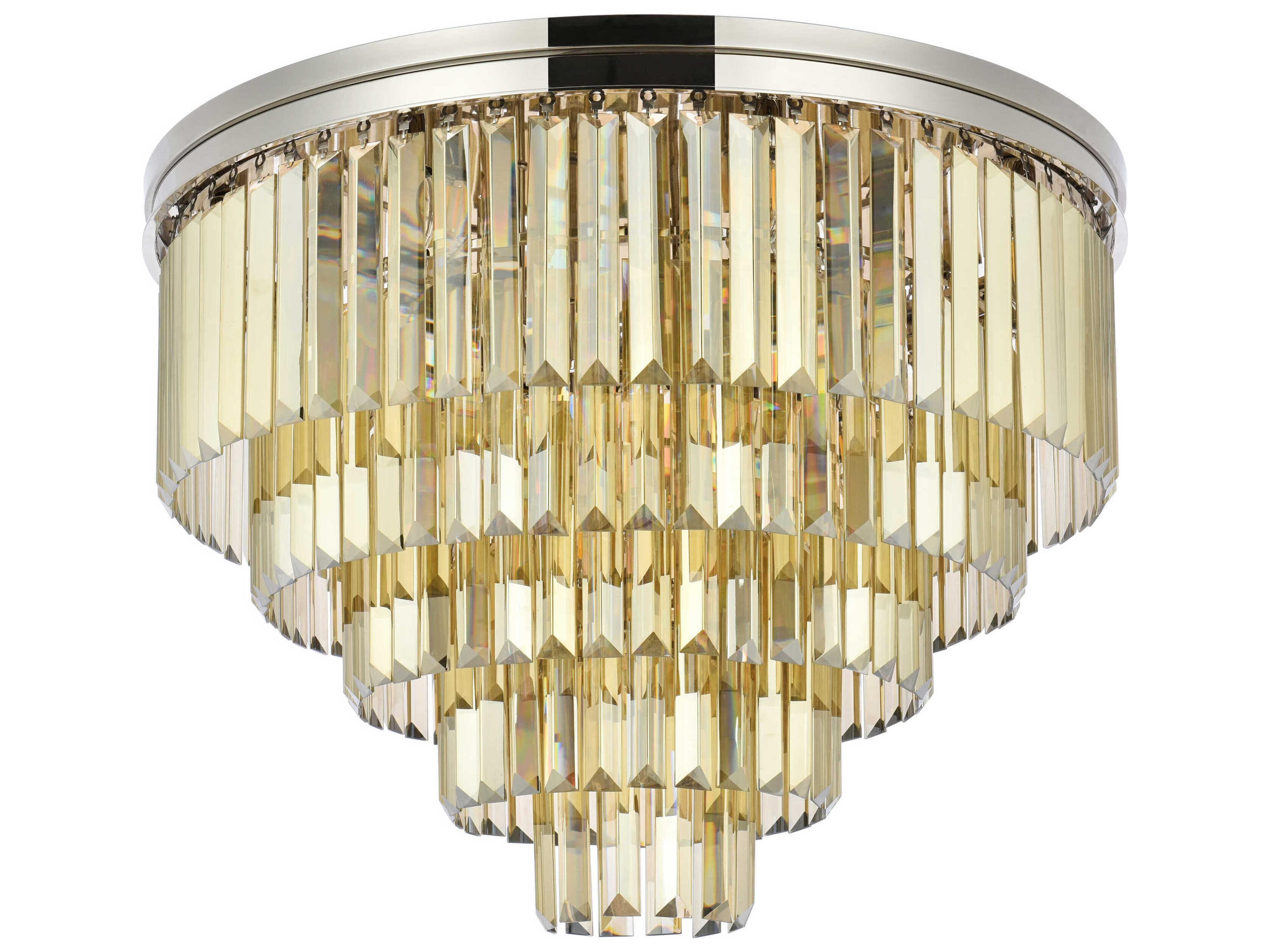 Elegant Lighting Sydney 17-Light Polished Nickel Gold Crystal Tiered Flush Mount