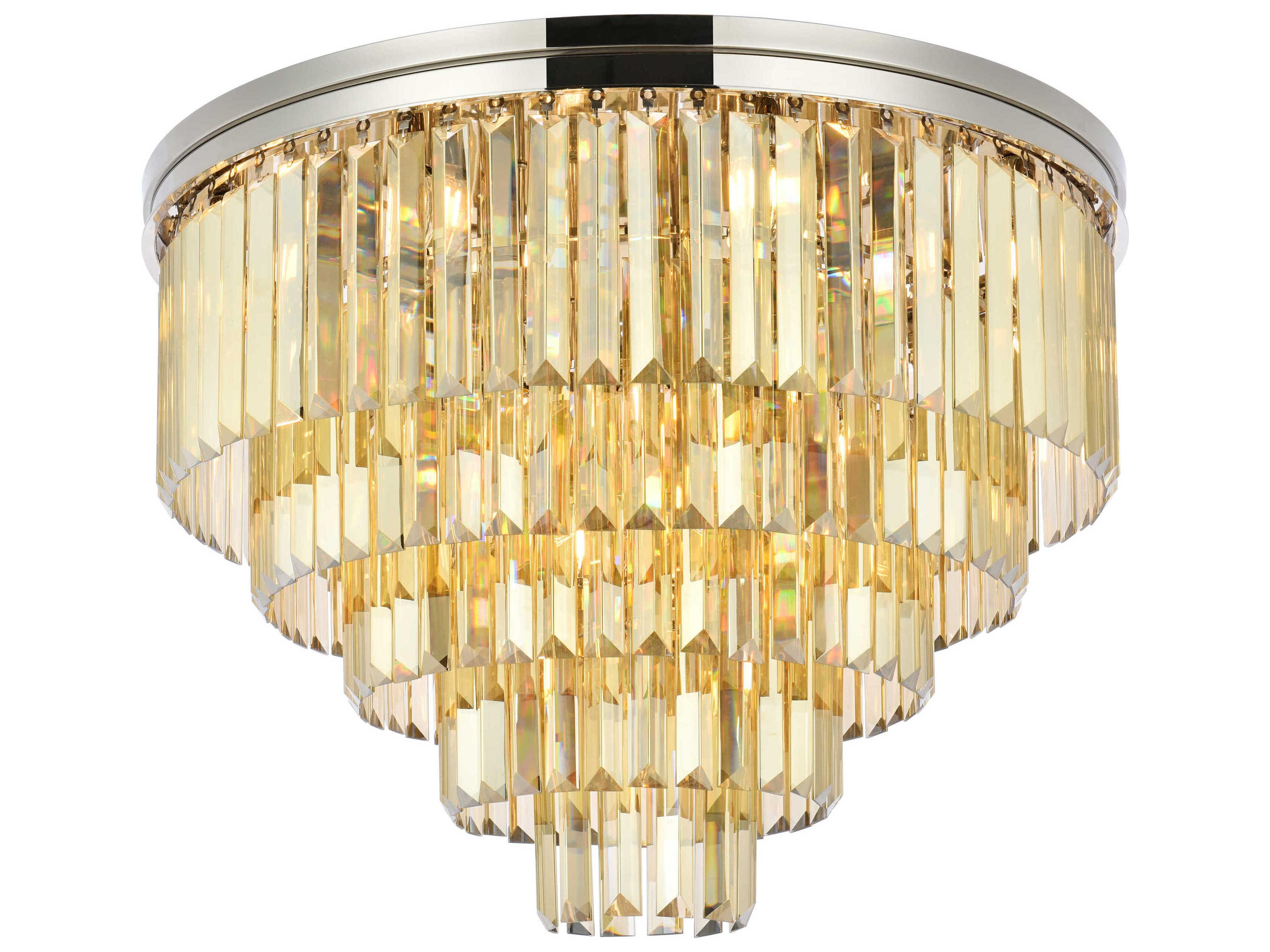 Elegant Lighting Sydney 17-Light Polished Nickel Gold Crystal Tiered Flush Mount