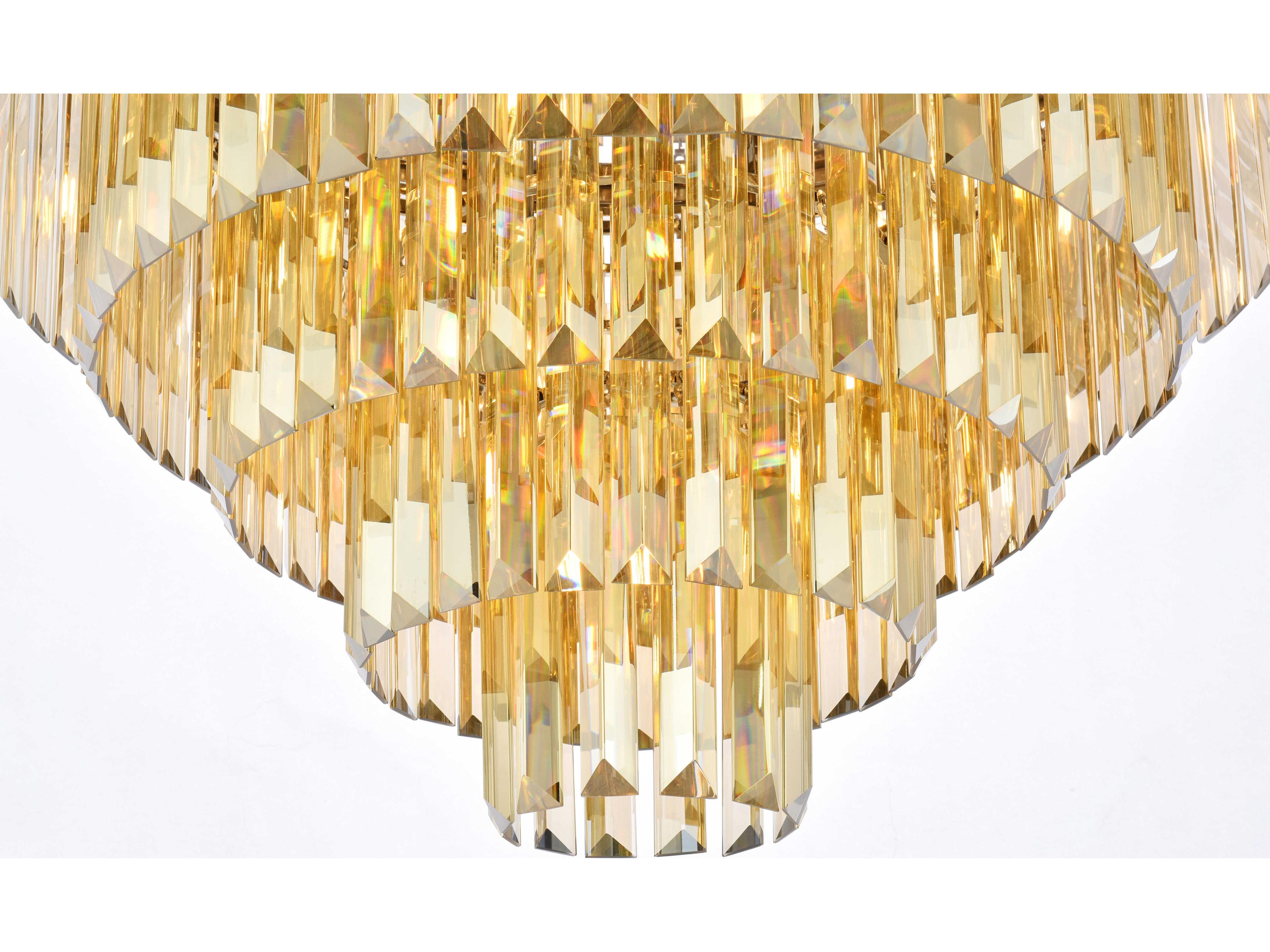 Elegant Lighting Sydney 17-Light Polished Nickel Gold Crystal Tiered Flush Mount