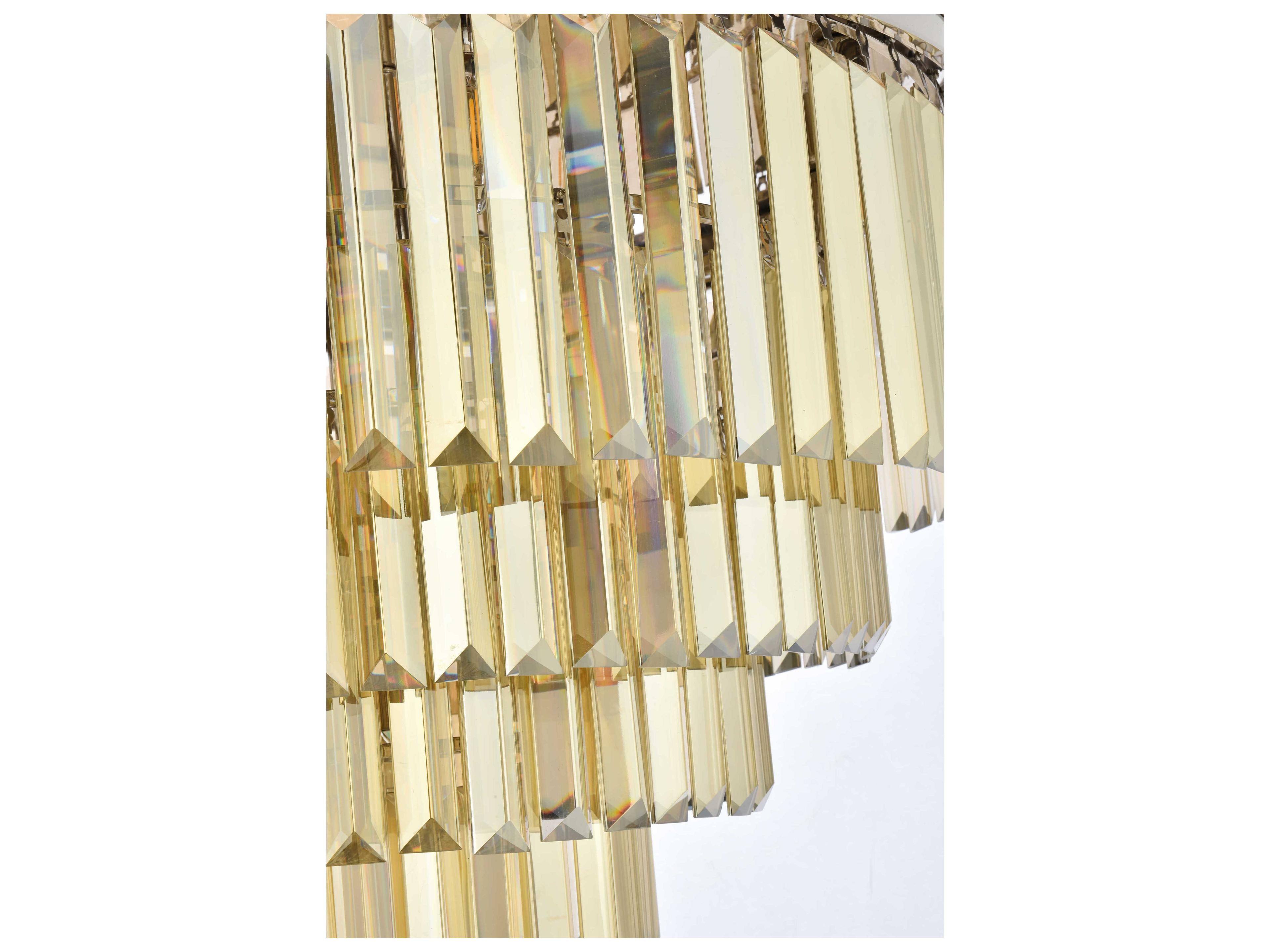 Elegant Lighting Sydney 17-Light Polished Nickel Gold Crystal Tiered Flush Mount