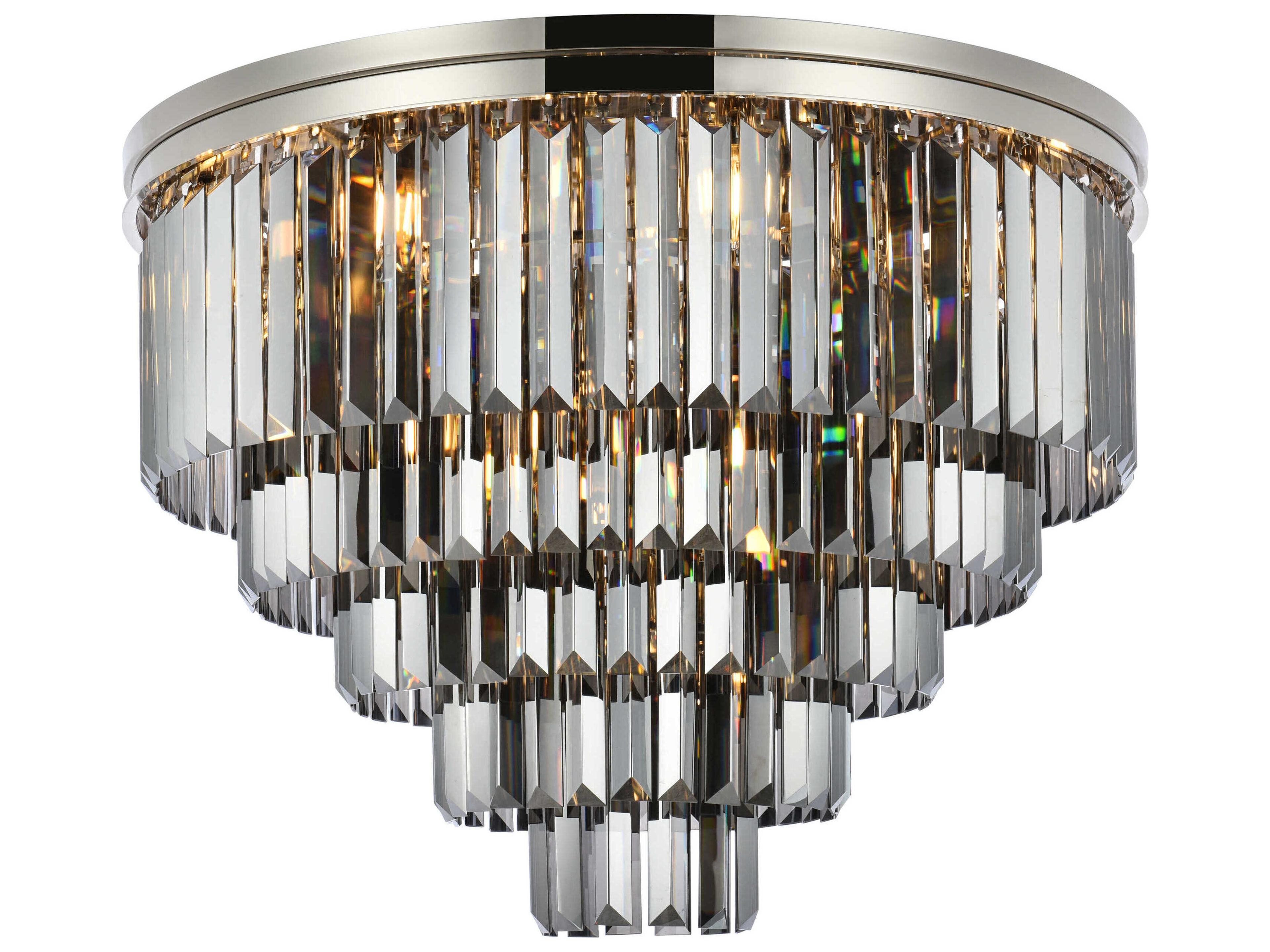 Sydney 17-Light Polished Nickel Silver Crystal Tiered Flush Mount