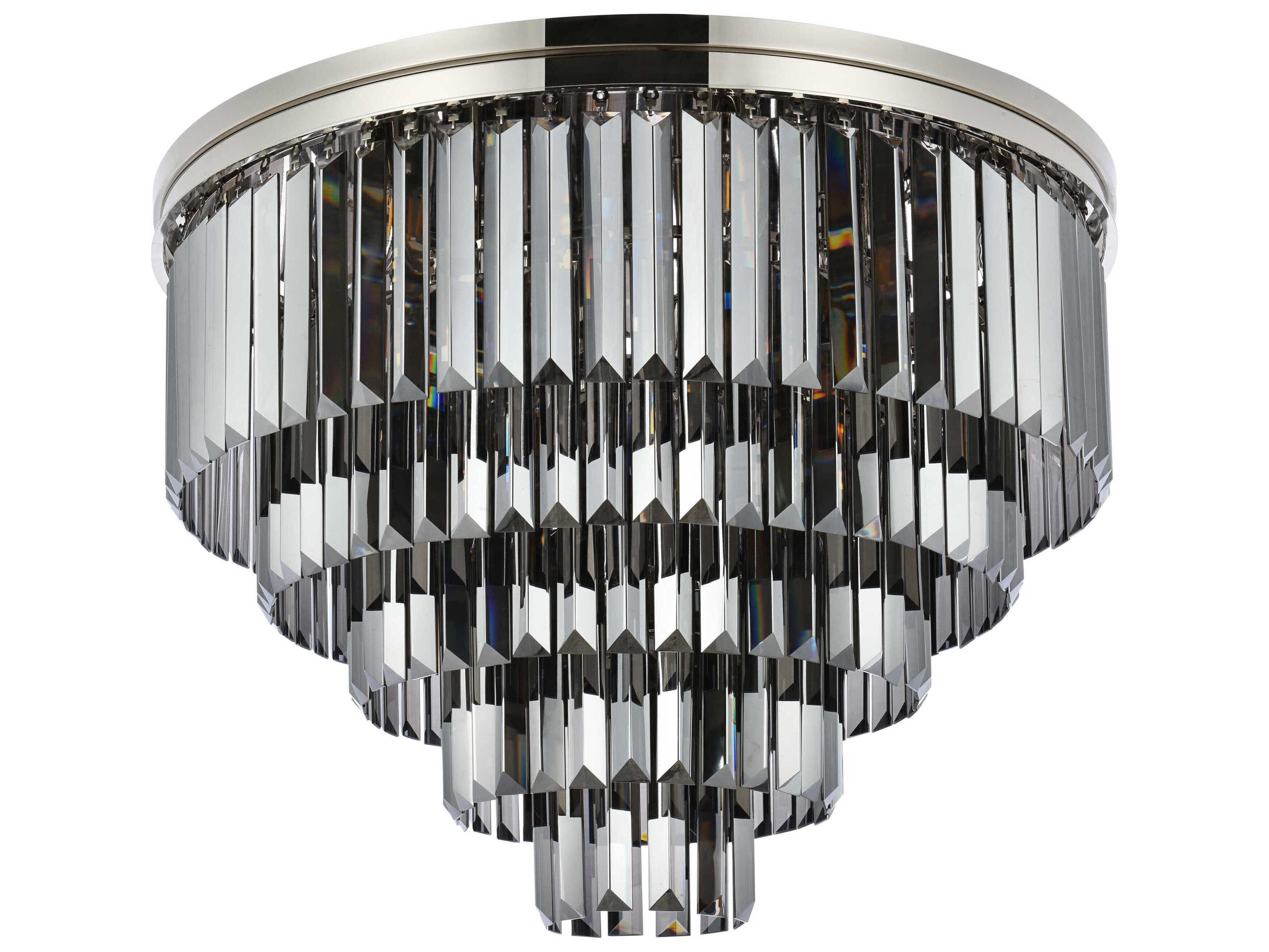 Elegant Lighting Sydney 17-Light Polished Nickel Silver Crystal Tiered Flush Mount