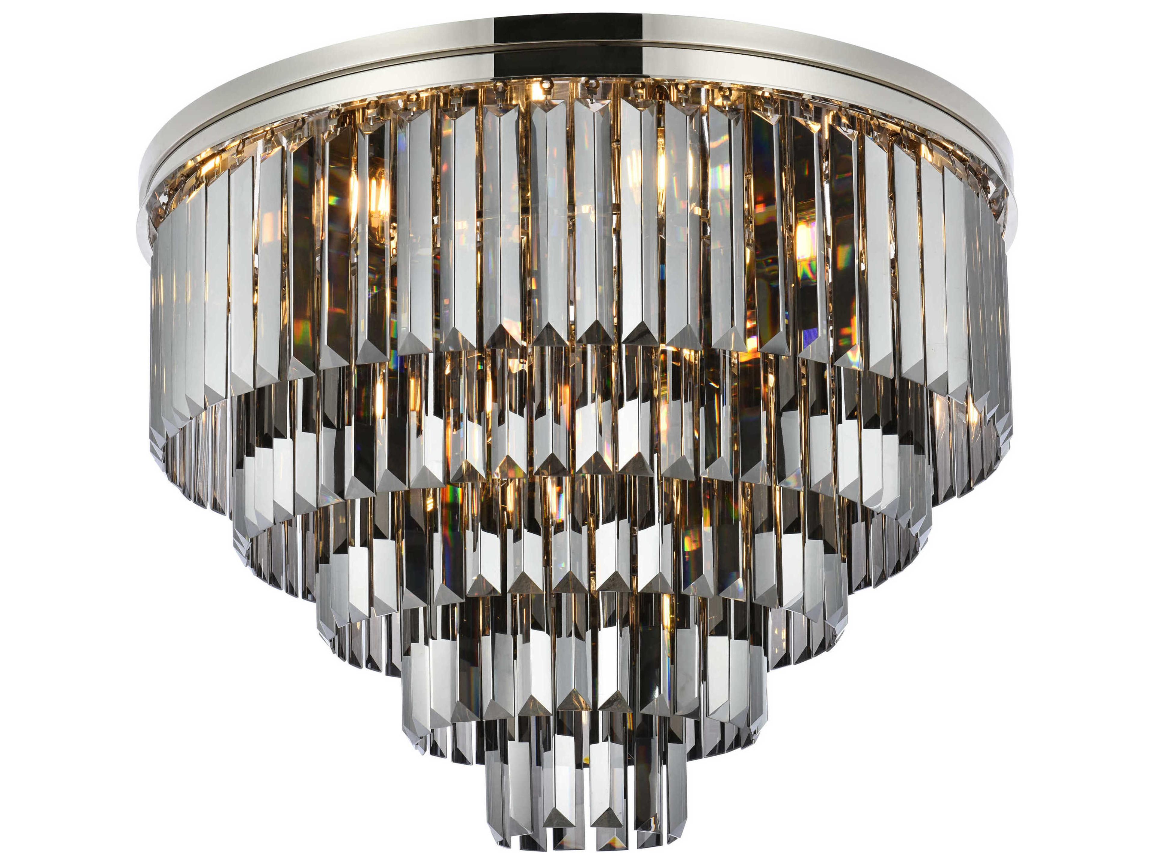 Elegant Lighting Sydney 17-Light Polished Nickel Silver Crystal Tiered Flush Mount