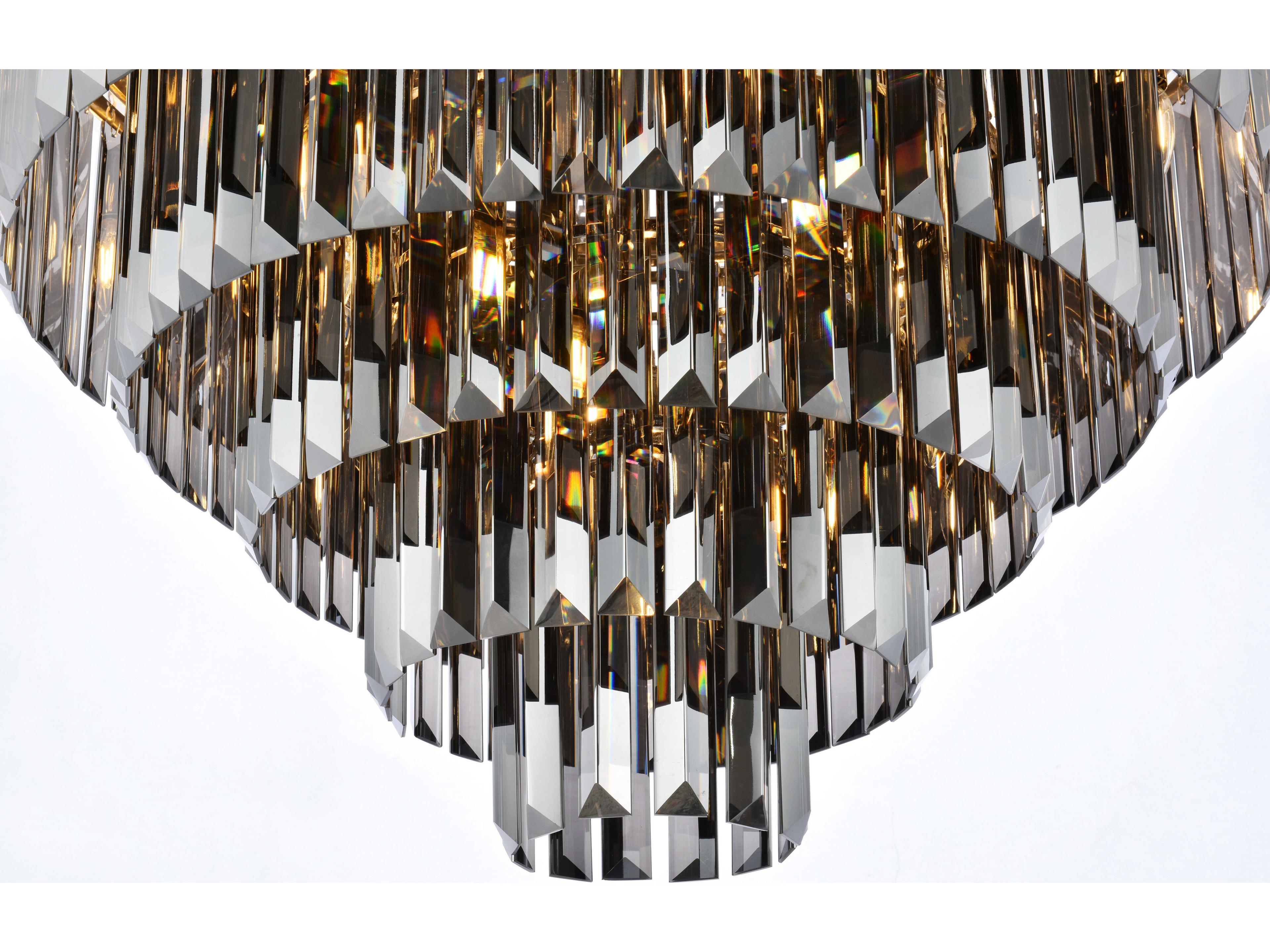 Elegant Lighting Sydney 17-Light Polished Nickel Silver Crystal Tiered Flush Mount